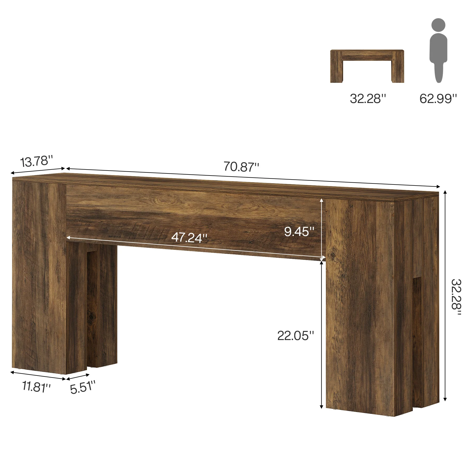 Tribesigns 70.87-Inch Long Console Table, Farmhouse Sofa Table for Entryway, Hallway, Living Room - Image 2