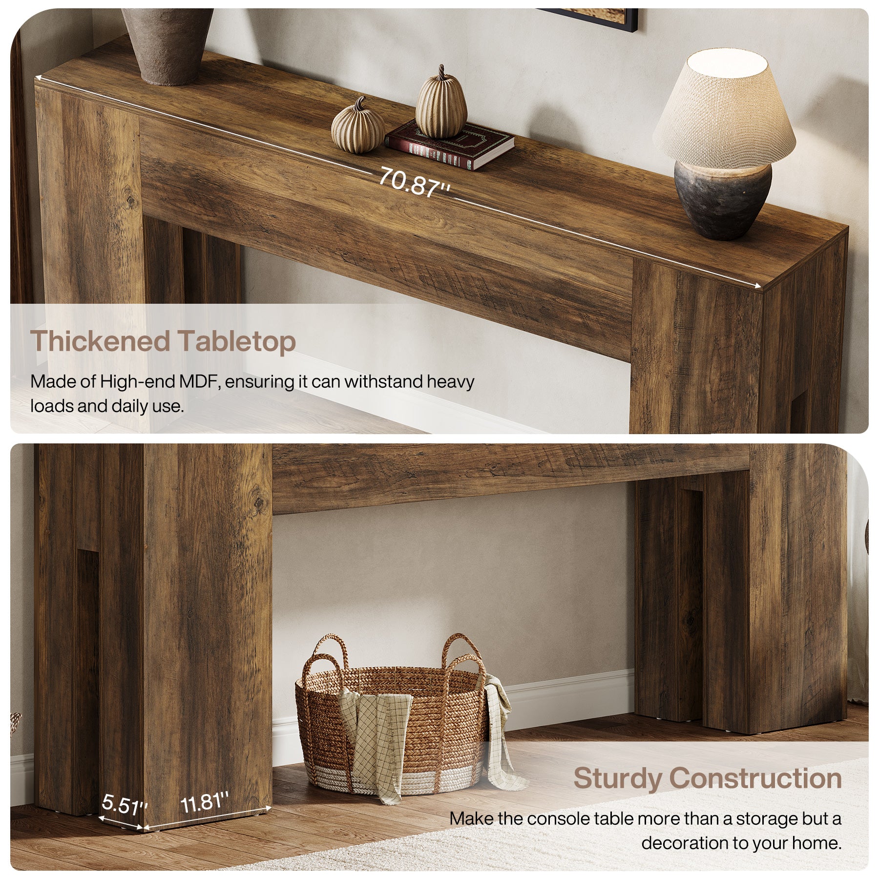Tribesigns 70.87-Inch Long Console Table, Farmhouse Sofa Table for Entryway, Hallway, Living Room - Image 4