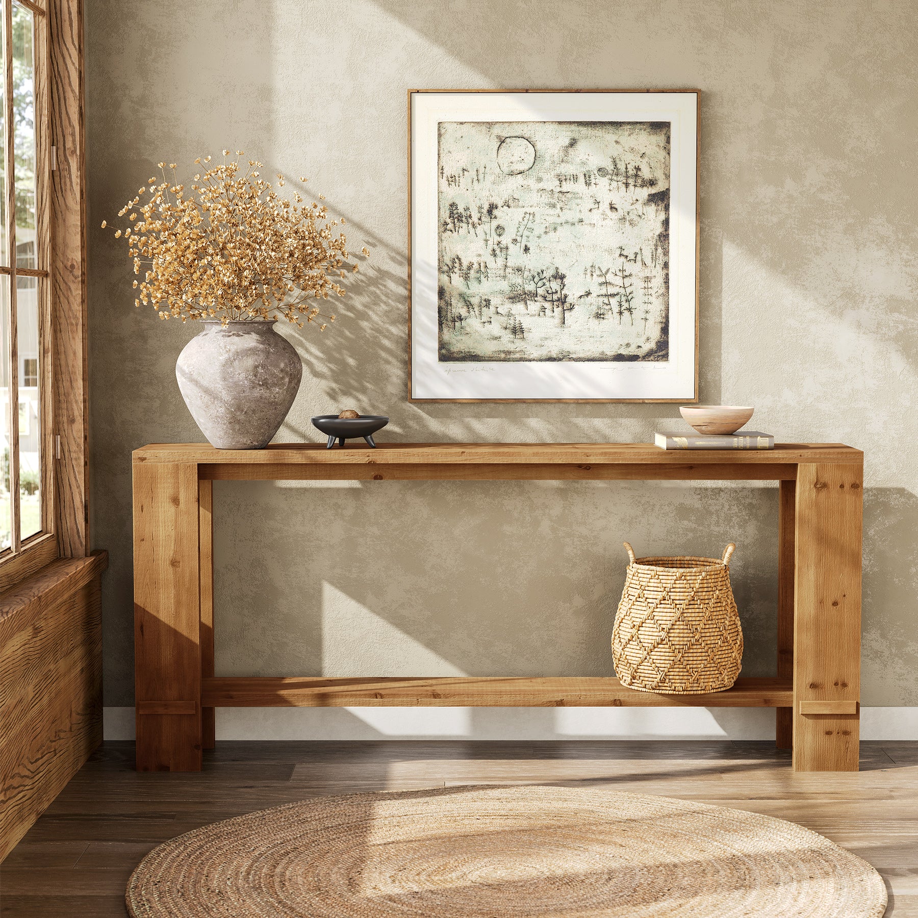 Tribesigns 70.9-Inch Solid Wood Console Table, 2-Tier Hallway Table - Image 7