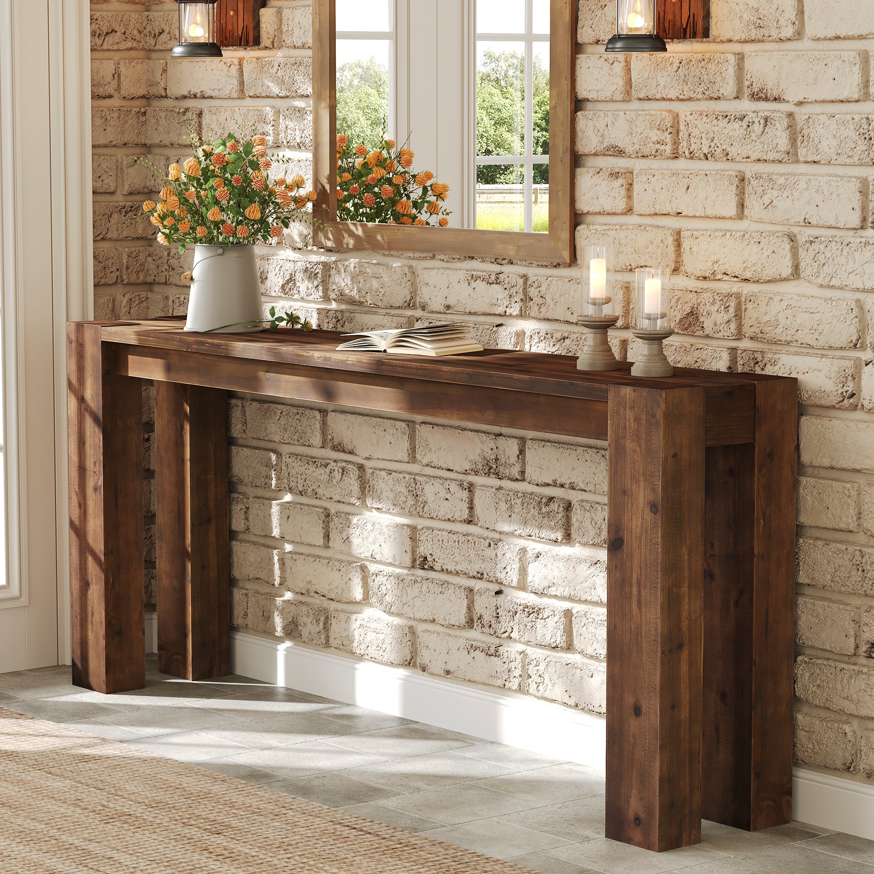 Tribesigns 70.9-Inch Solid Wood Console Table, Sofa Table for Hallway - Image 6