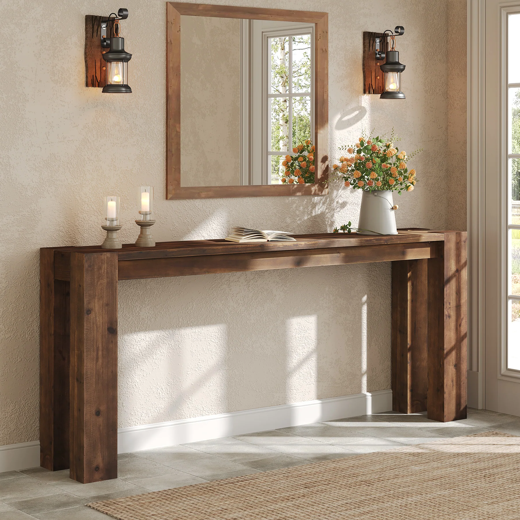 Tribesigns 70.9-Inch Solid Wood Console Table, Sofa Table for Hallway - Image 7