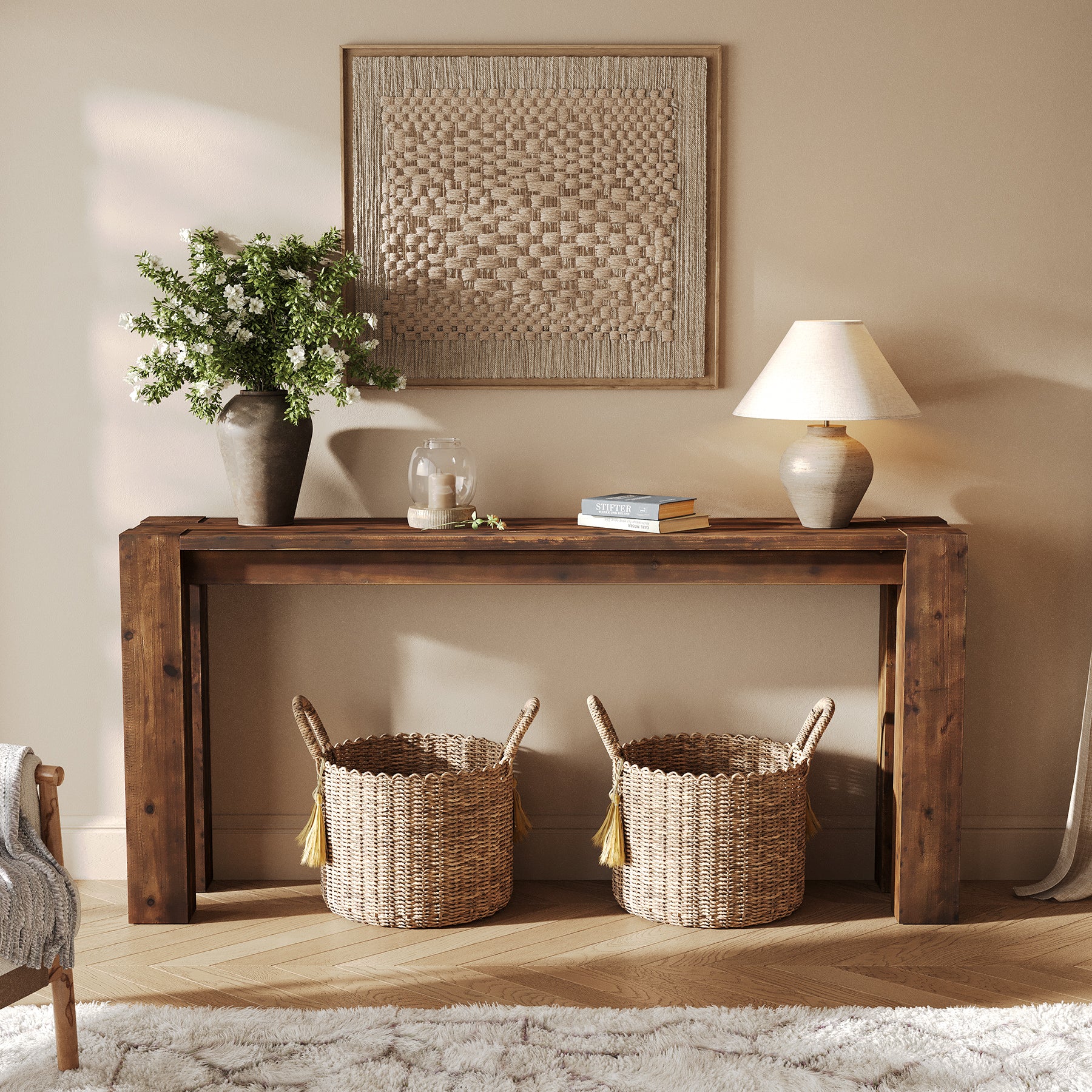 Tribesigns 70.9-Inch Solid Wood Console Table, Sofa Table for Hallway - Image 8