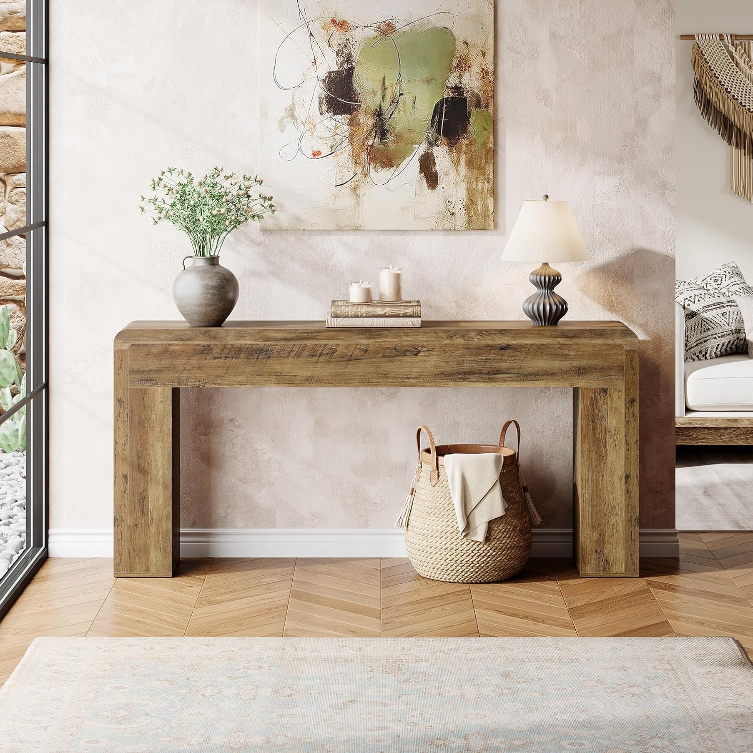 70.9" Extra Long Console Table, Rustic Farmhouse Sofa Table for Entryway - Image 4