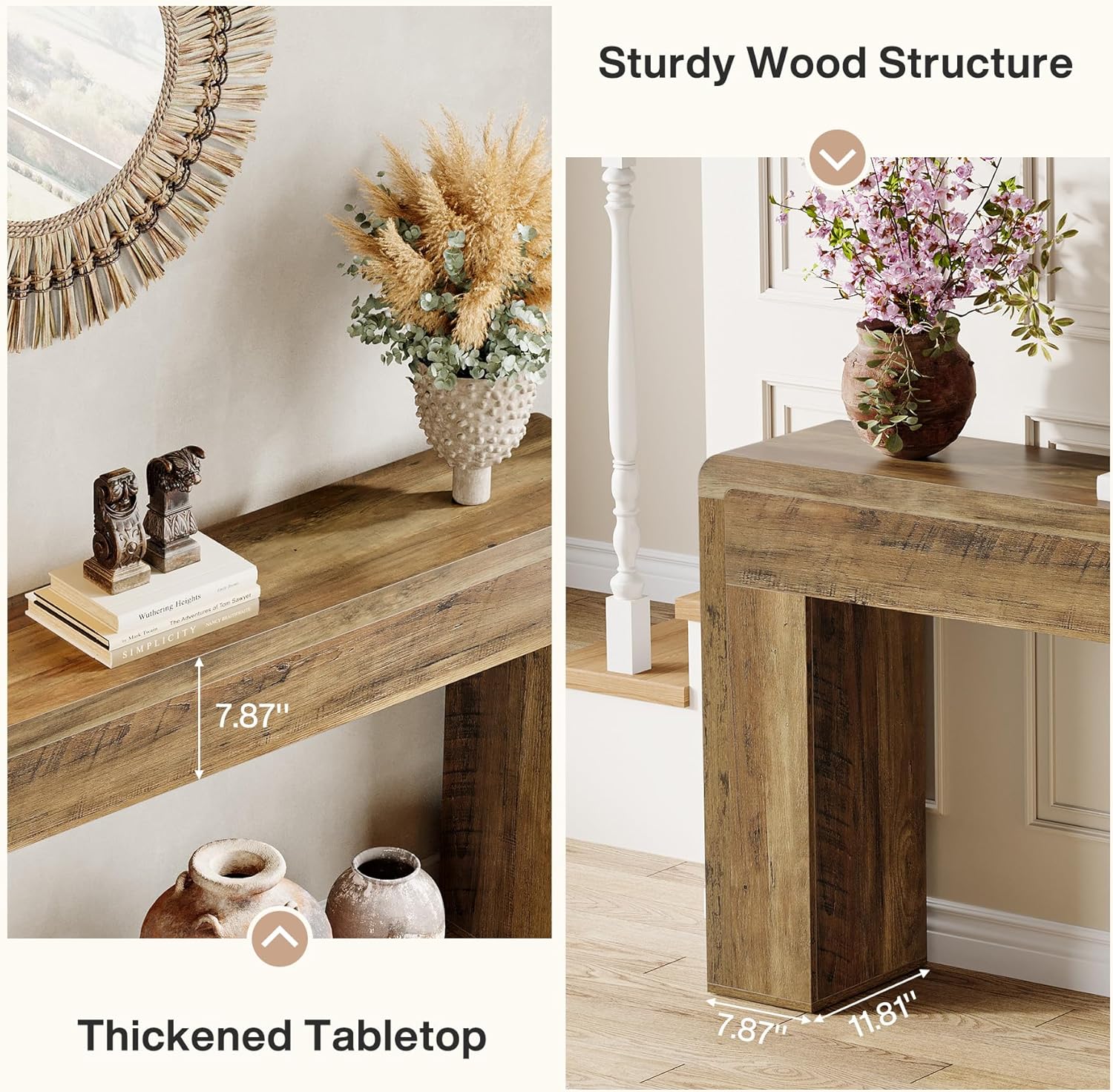 70.9" Extra Long Console Table, Rustic Farmhouse Sofa Table for Entryway - Image 5