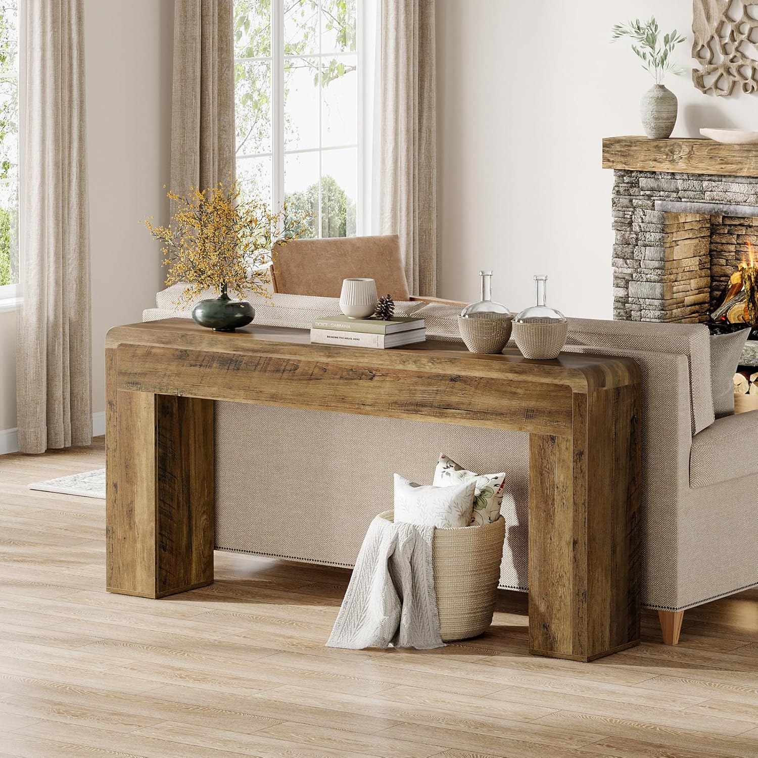 70.9" Extra Long Console Table, Rustic Farmhouse Sofa Table for Entryway - Image 9
