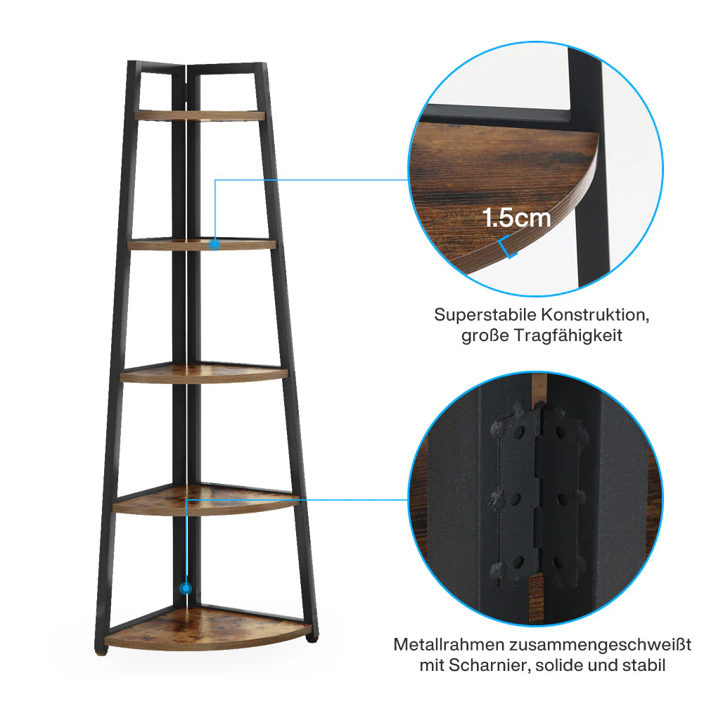 5-Tier 70 Inch Tall Corner Ladder Shelf Small Bookcase - Image 6