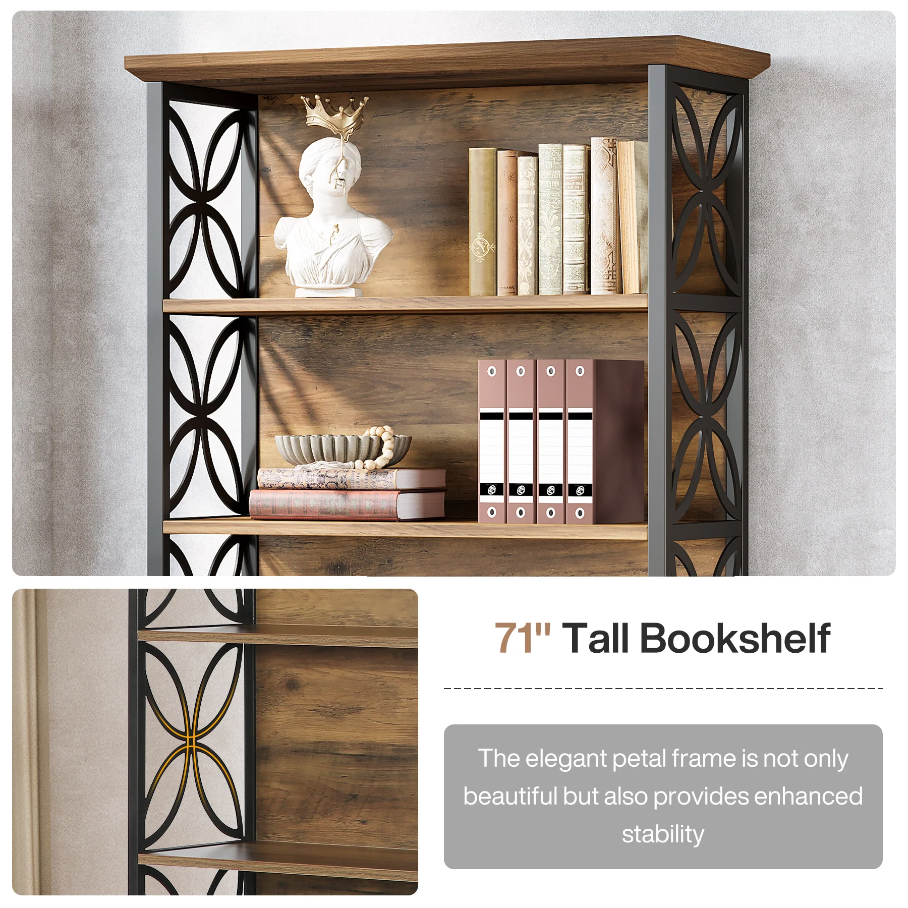 Tribesigns 71-Inch Tall Bookshelf, Open Storage Bookcase for Office - Image 3