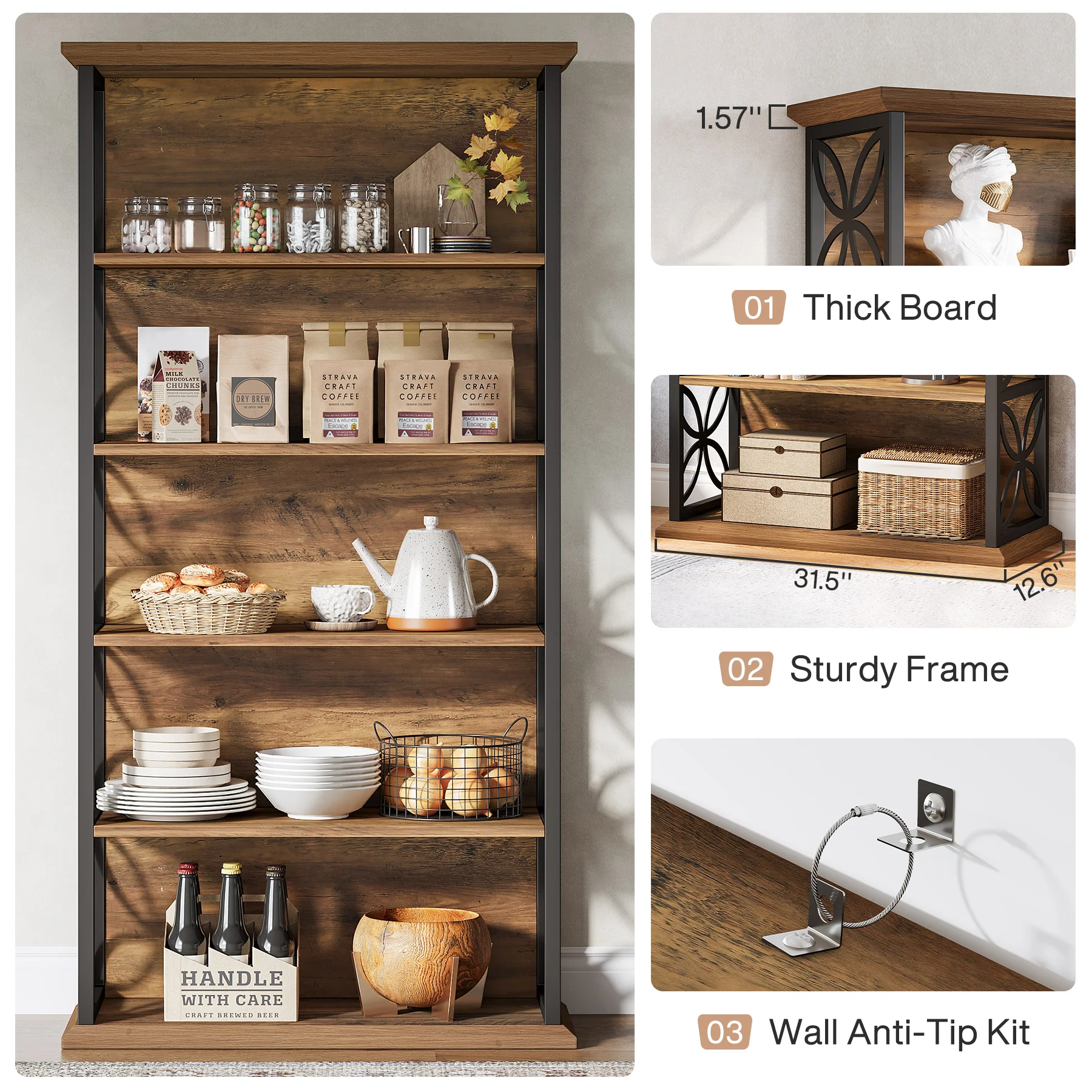Tribesigns 71-Inch Tall Bookshelf, Open Storage Bookcase for Office - Image 4