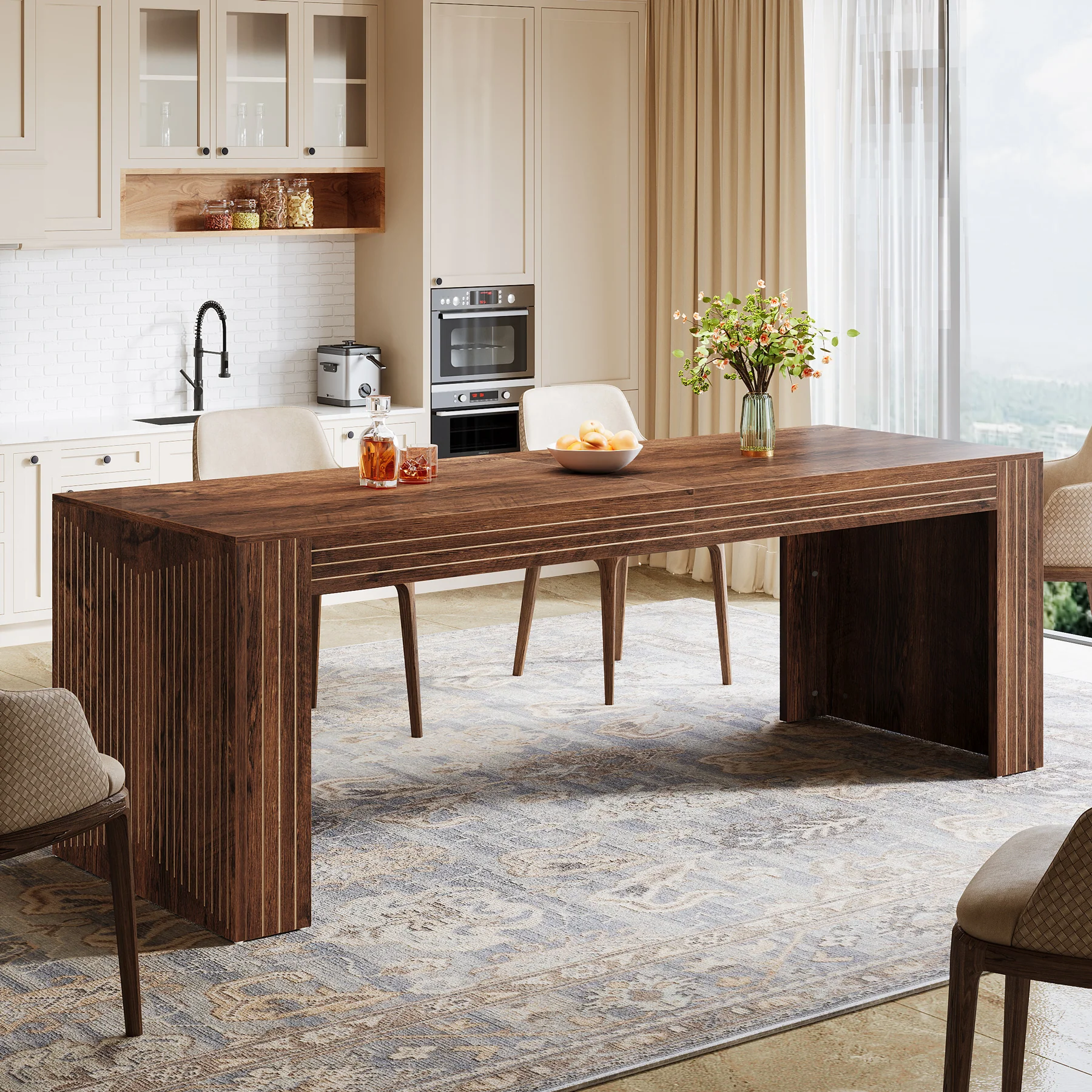 78.7" Large Dining Table for 8 Seater, Modern Rectangular Wooden Table - Image 10