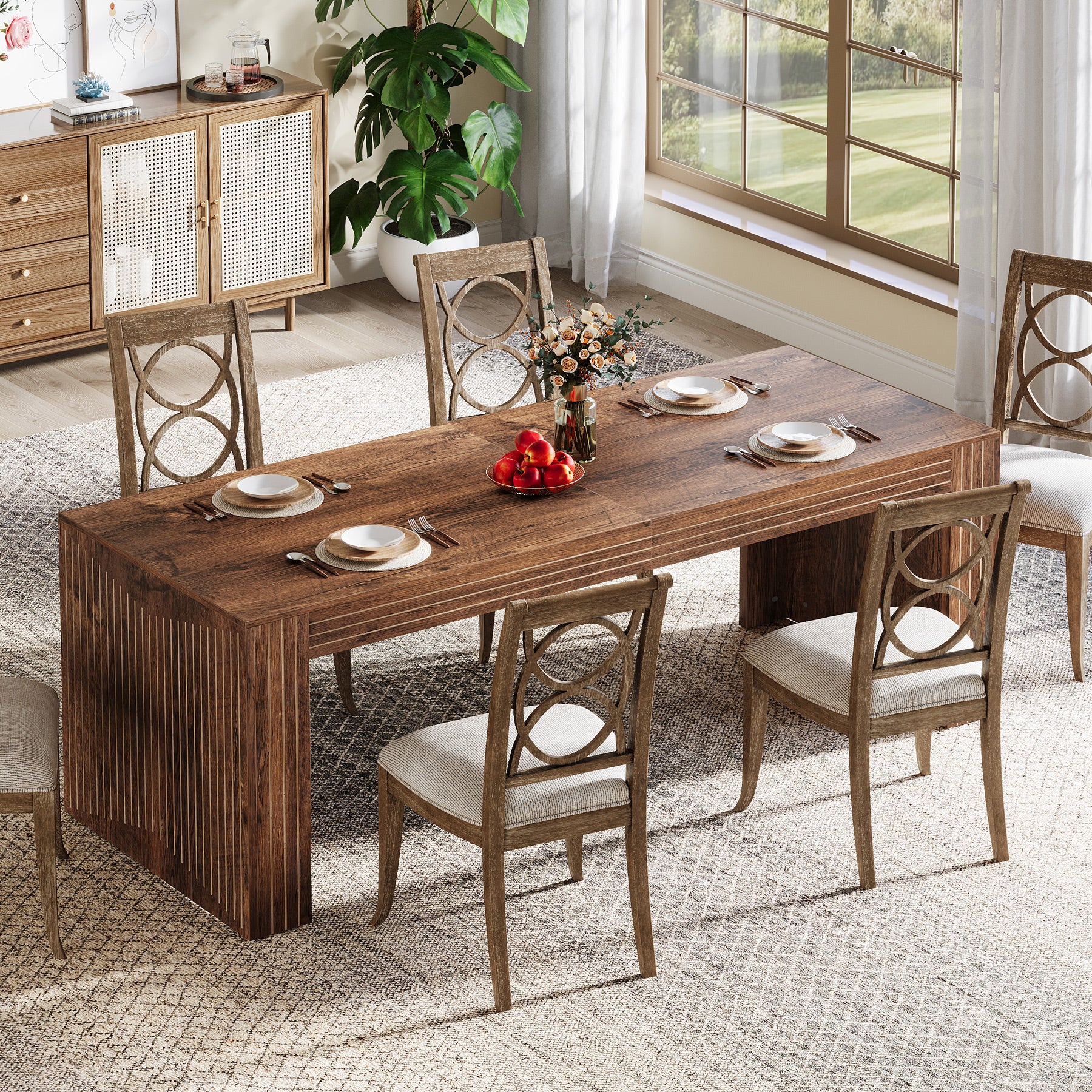 78.7" Large Dining Table for 8 Seater, Modern Rectangular Wooden Table - Image 12