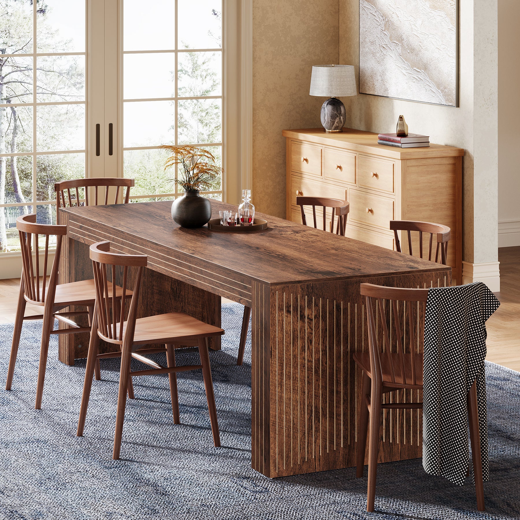 78.7" Large Dining Table for 8 Seater, Modern Rectangular Wooden Table - Image 16