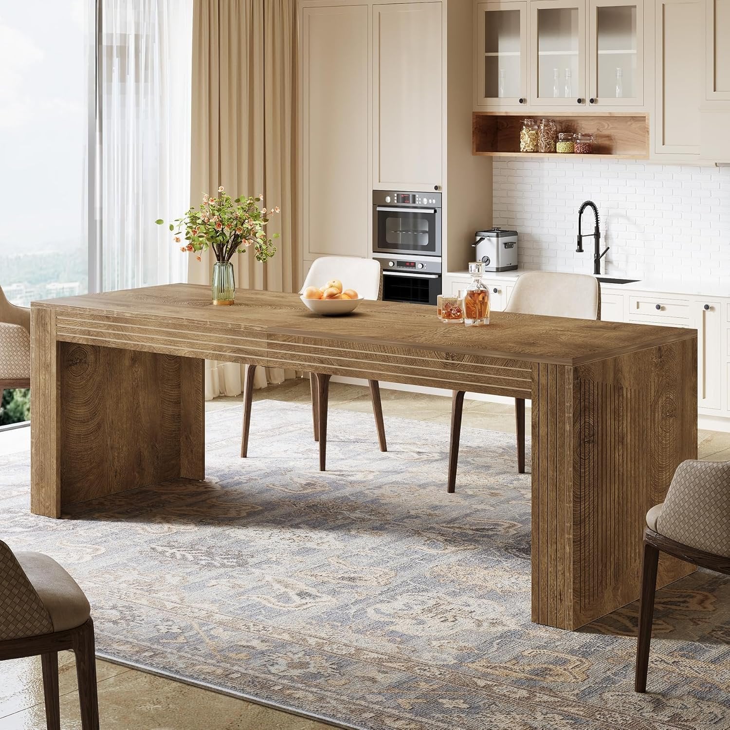 78.7" Large Dining Table for 8 Seater, Modern Rectangular Wooden Table - Image 4