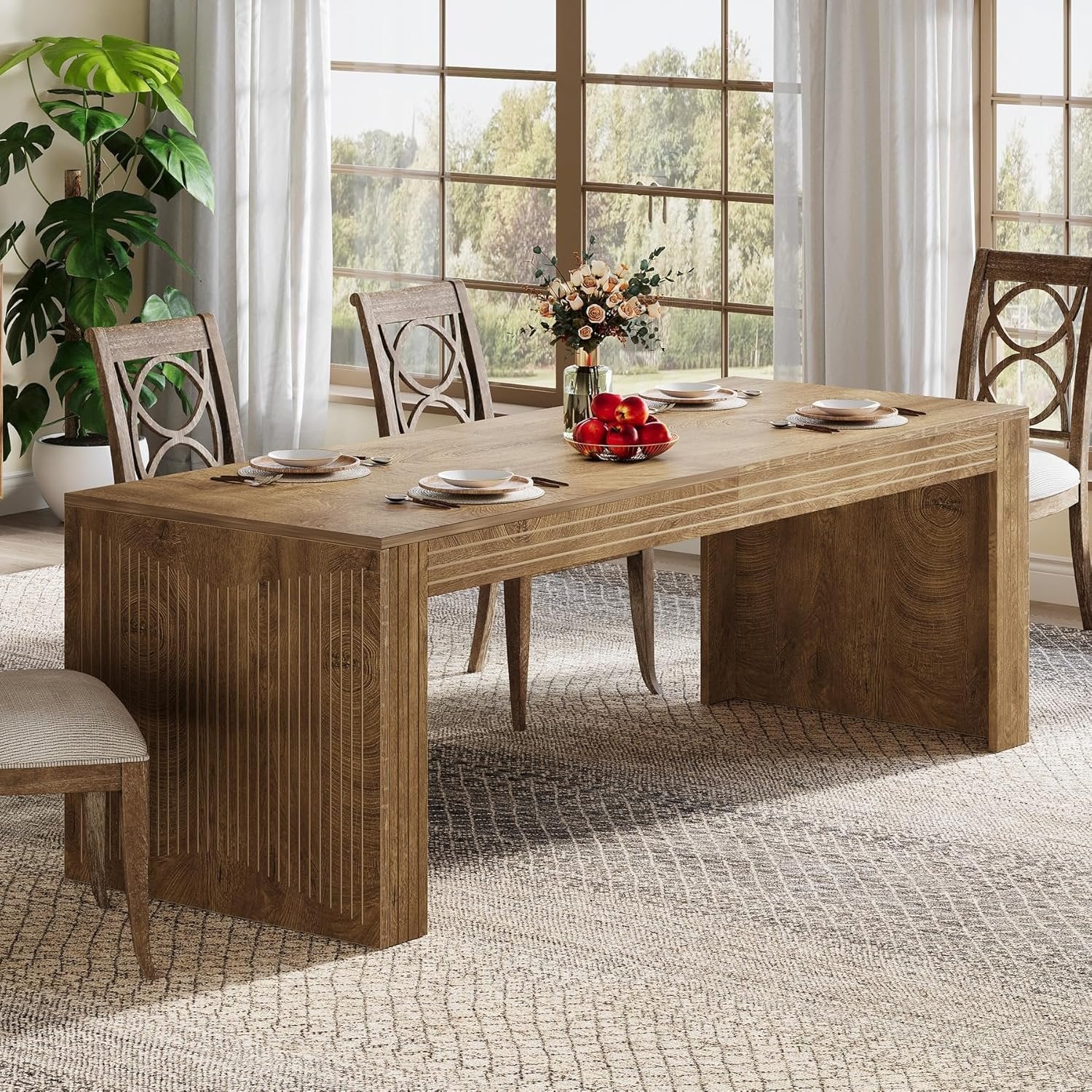 78.7" Large Dining Table for 8 Seater, Modern Rectangular Wooden Table - Image 5