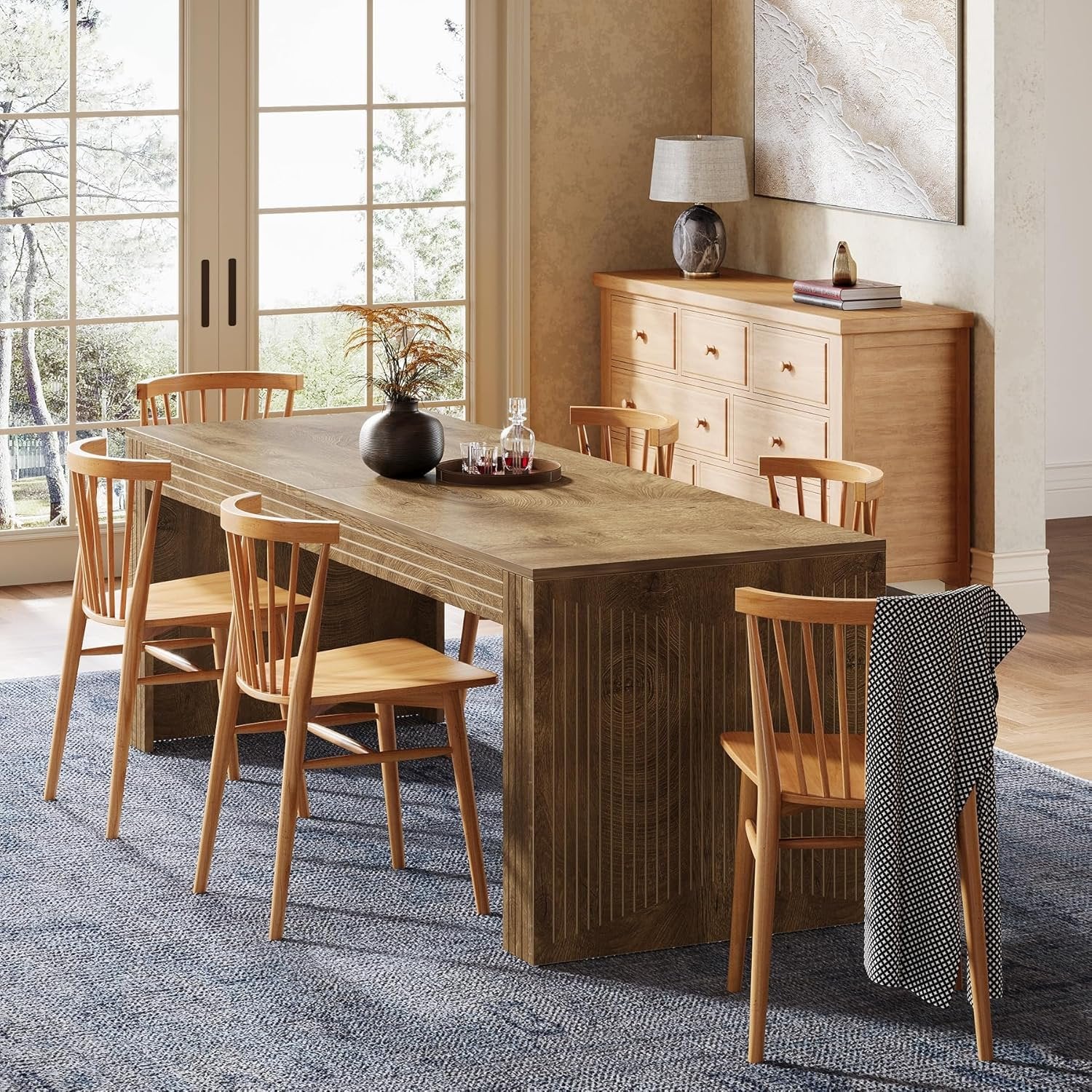 78.7" Large Dining Table for 8 Seater, Modern Rectangular Wooden Table - Image 8