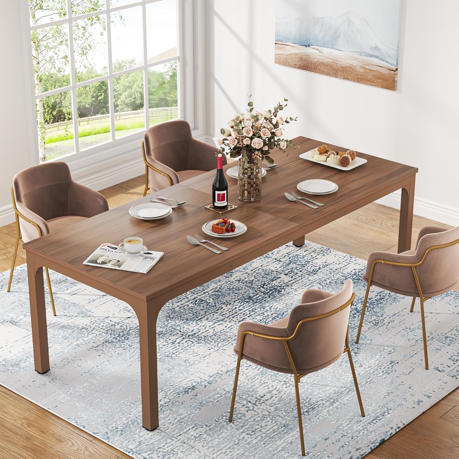 Rectangular Dining Table, 78 inch Long Kitchen Table for 6-8 People - Image 11
