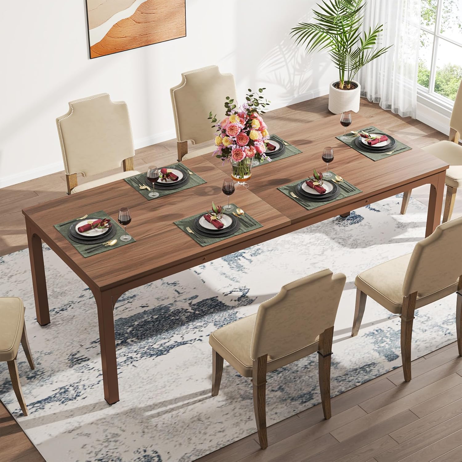 Rectangular Dining Table, 78 inch Long Kitchen Table for 6-8 People - Image 12