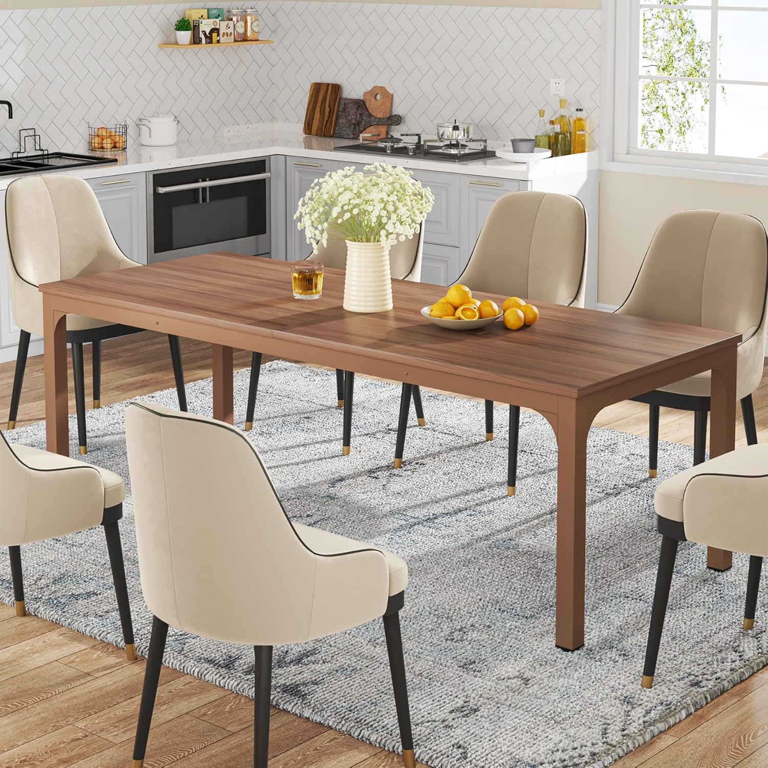 Rectangular Dining Table, 78 inch Long Kitchen Table for 6-8 People - Image 13