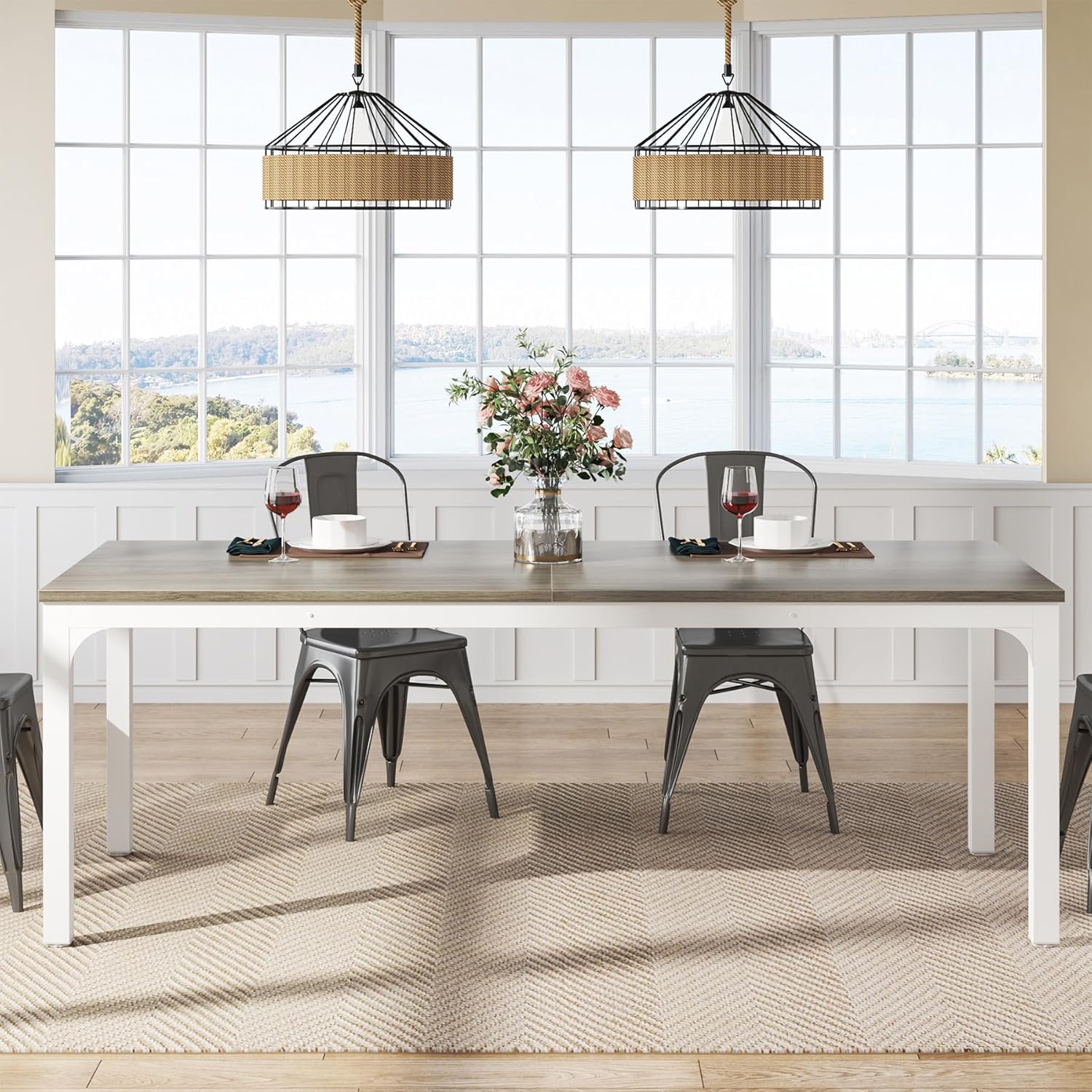 Rectangular Dining Table, 78 inch Long Kitchen Table for 6-8 People - Image 17