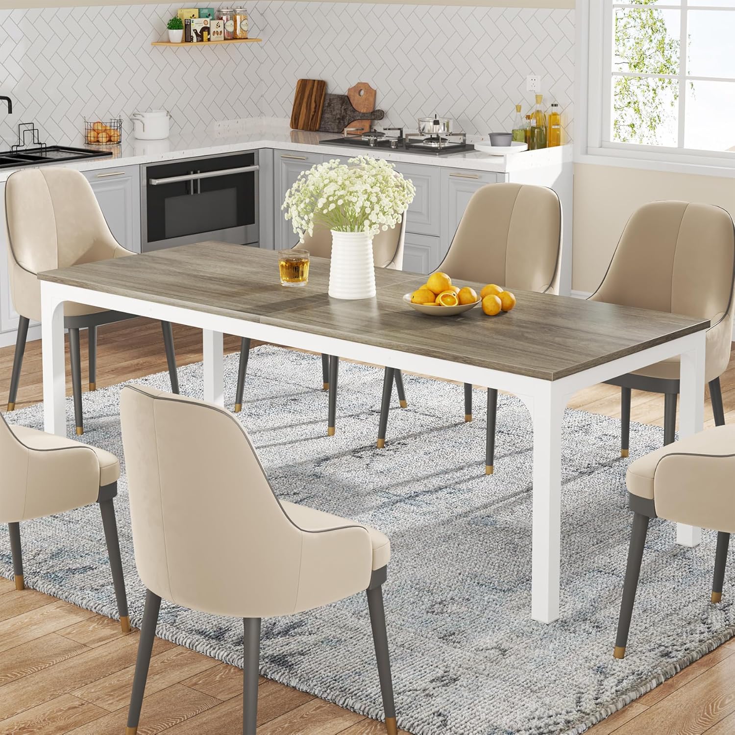 Rectangular Dining Table, 78 inch Long Kitchen Table for 6-8 People - Image 18