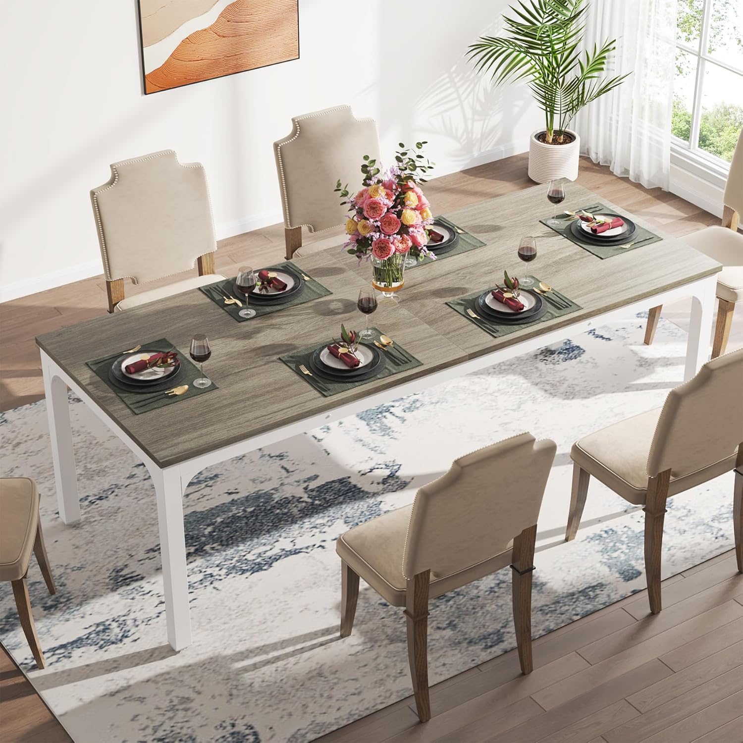 Rectangular Dining Table, 78 inch Long Kitchen Table for 6-8 People - Image 19
