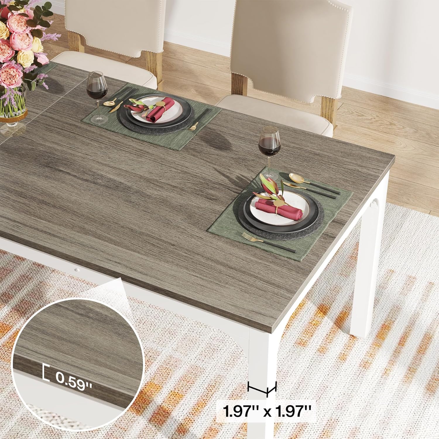 Rectangular Dining Table, 78 inch Long Kitchen Table for 6-8 People - Image 21