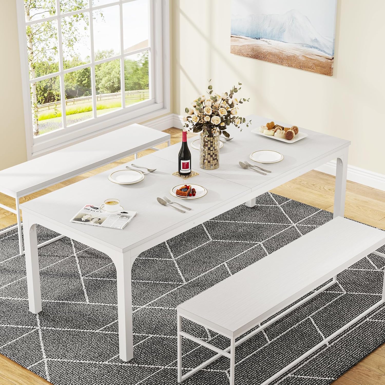 Rectangular Dining Table, 78 inch Long Kitchen Table for 6-8 People - Image 25