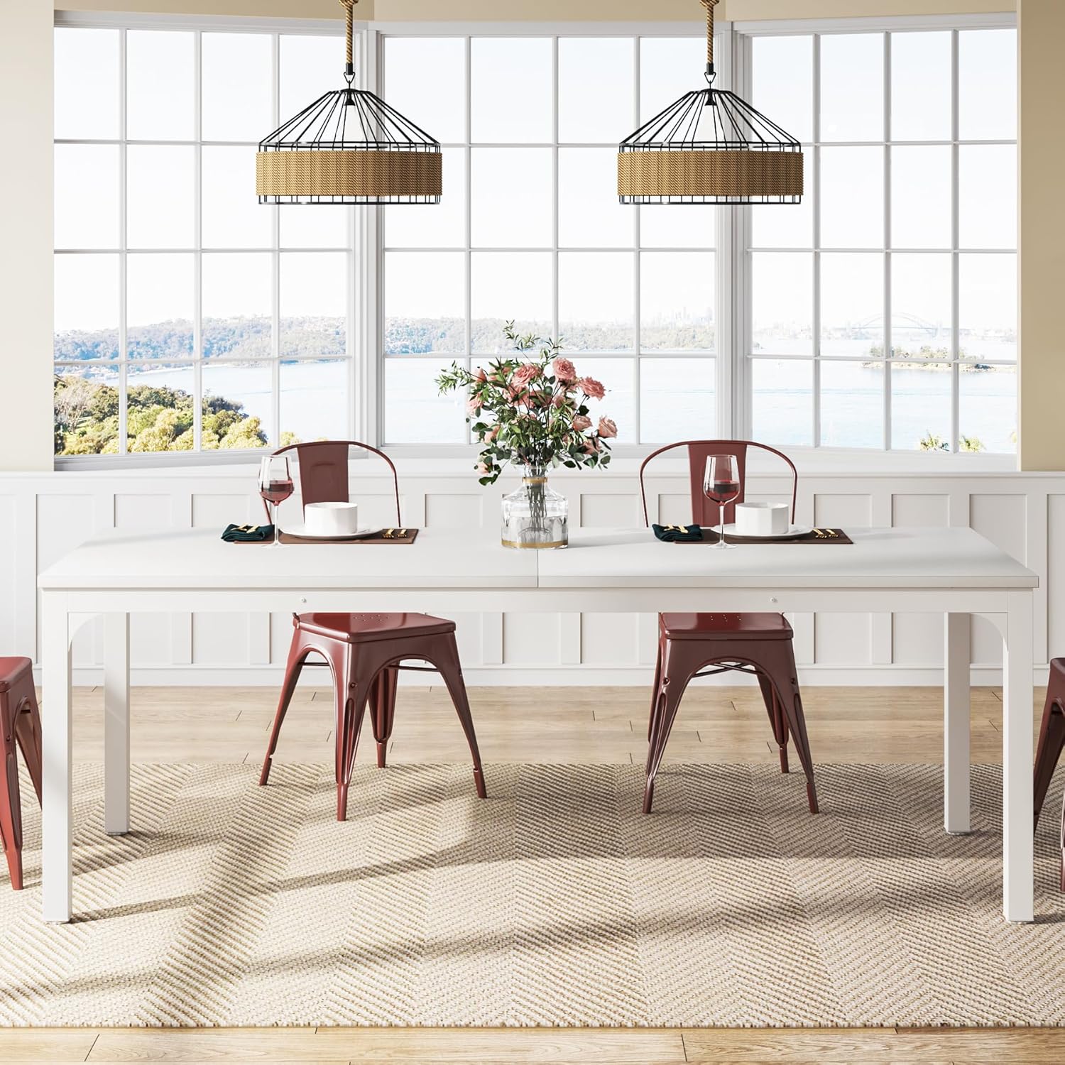 Rectangular Dining Table, 78 inch Long Kitchen Table for 6-8 People - Image 26