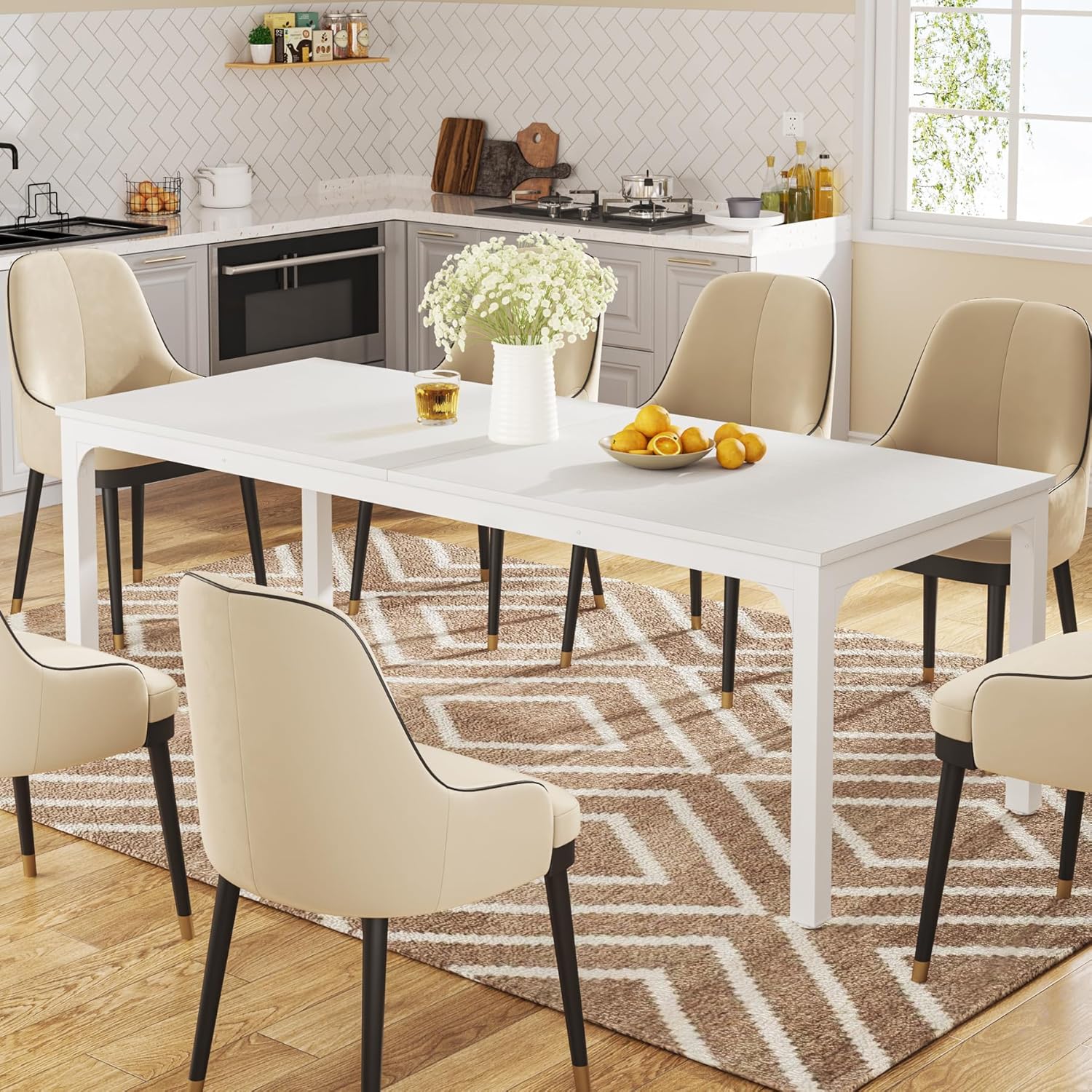 Rectangular Dining Table, 78 inch Long Kitchen Table for 6-8 People - Image 27