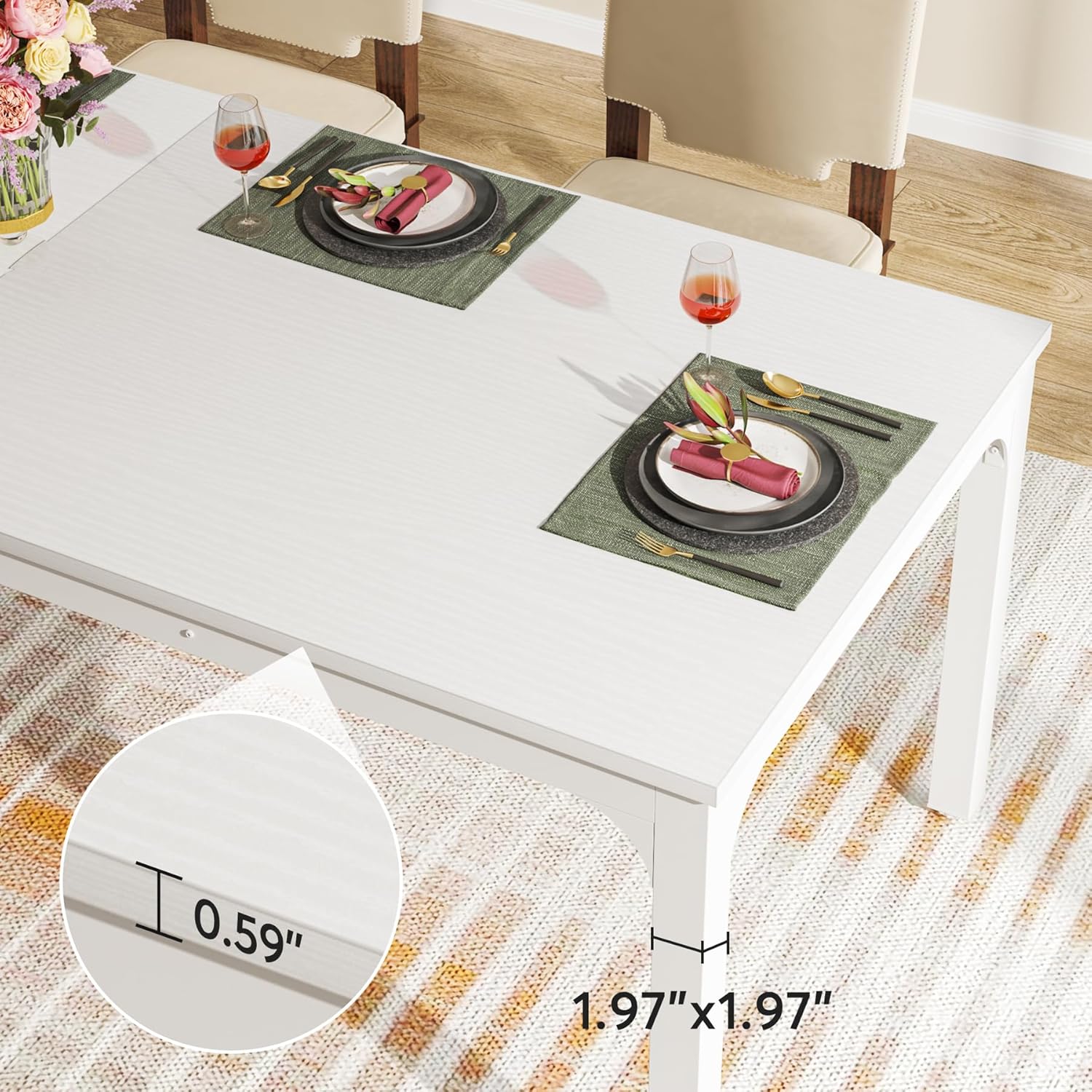 Rectangular Dining Table, 78 inch Long Kitchen Table for 6-8 People - Image 28