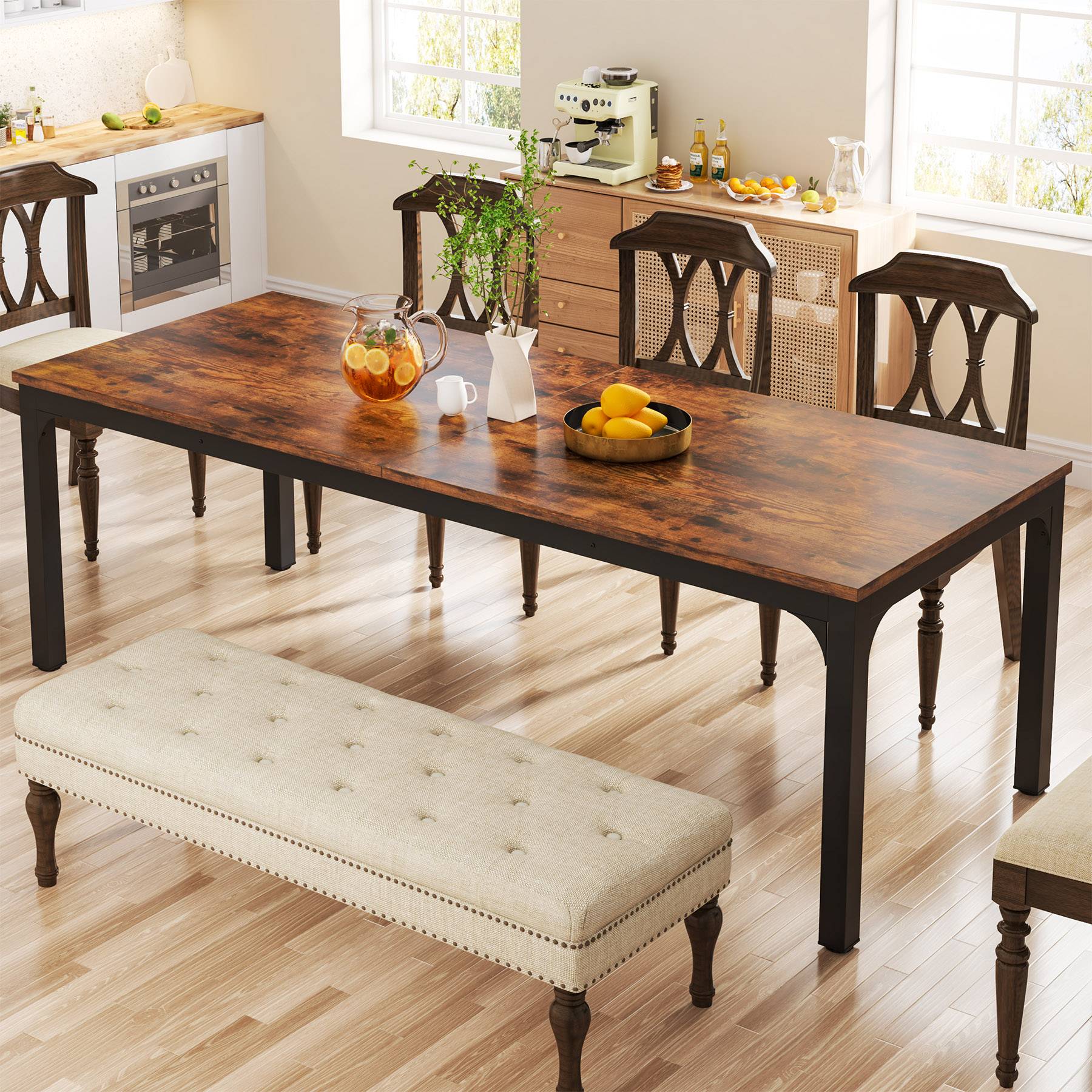 Rectangular Dining Table, 78 inch Long Kitchen Table for 6-8 People - Image 3