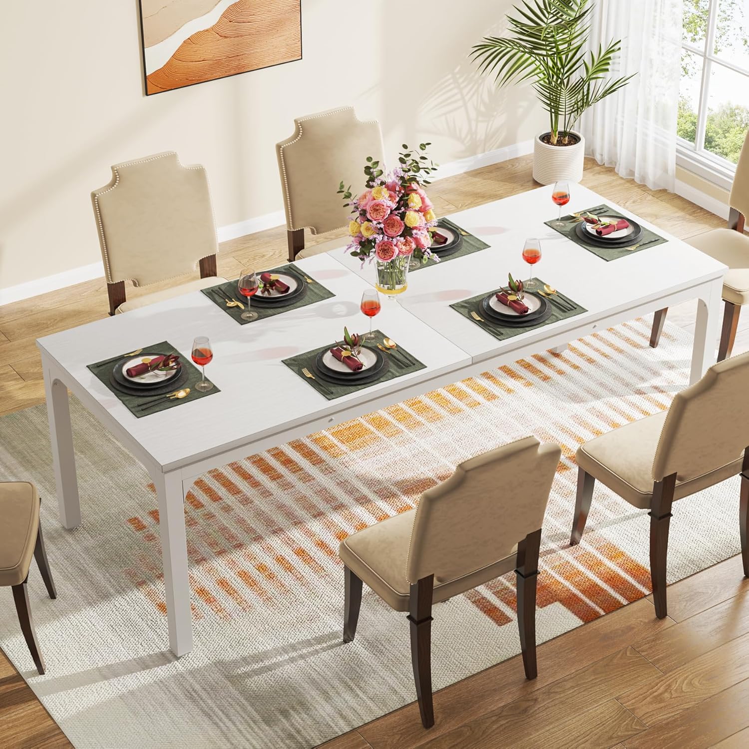 Rectangular Dining Table, 78 inch Long Kitchen Table for 6-8 People - Image 30