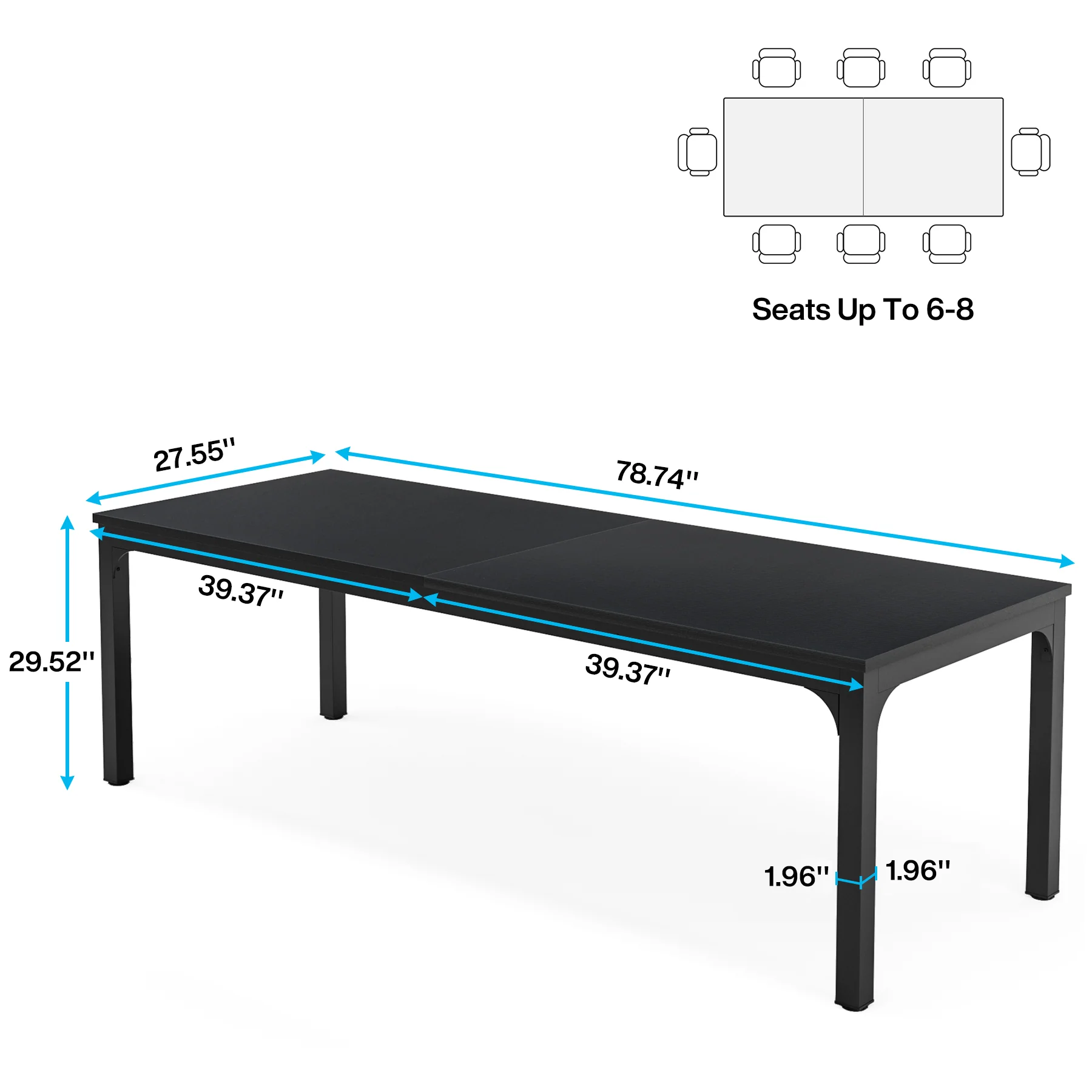 Rectangular Dining Table, 78 inch Long Kitchen Table for 6-8 People - Image 33