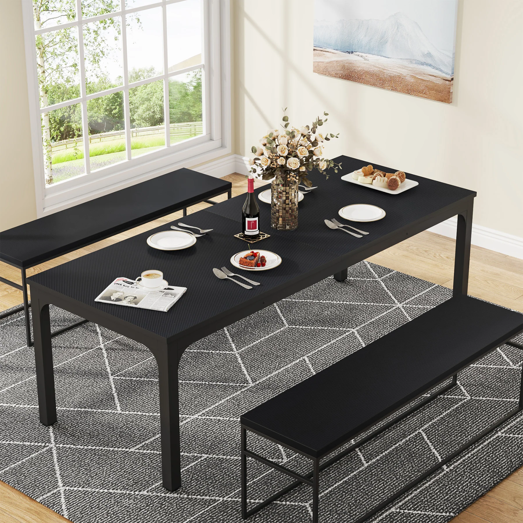Rectangular Dining Table, 78 inch Long Kitchen Table for 6-8 People - Image 34