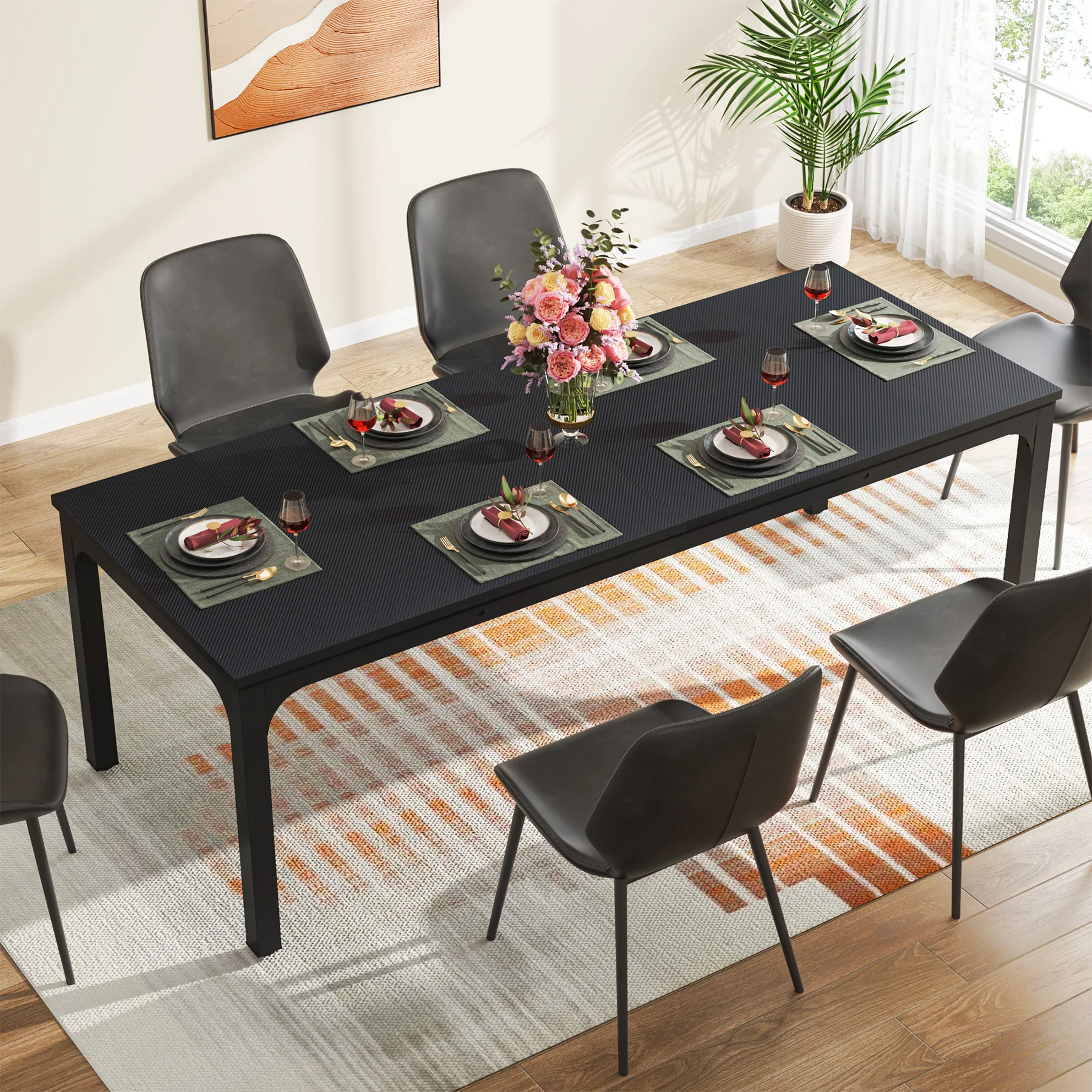Rectangular Dining Table, 78 inch Long Kitchen Table for 6-8 People - Image 36
