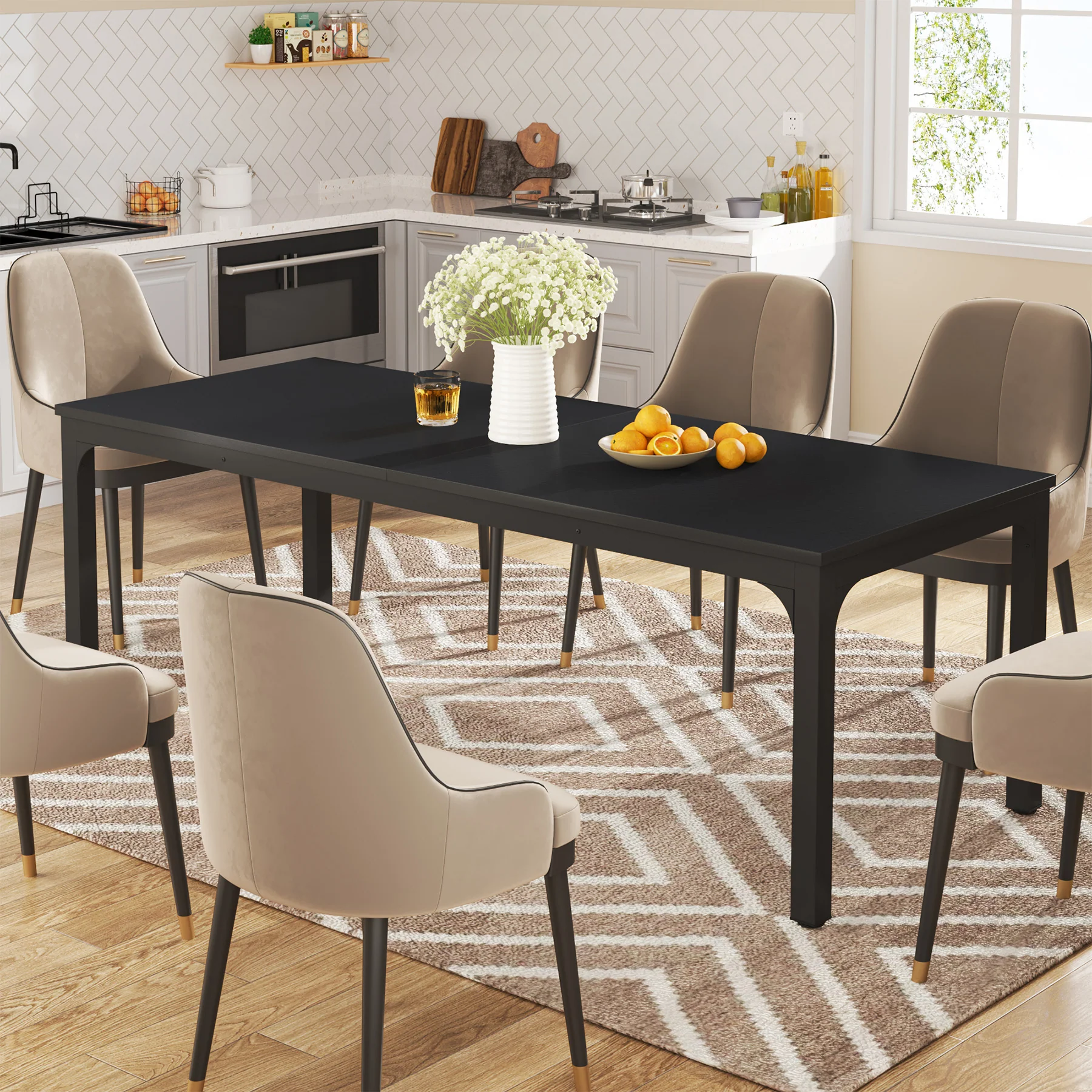 Rectangular Dining Table, 78 inch Long Kitchen Table for 6-8 People - Image 37