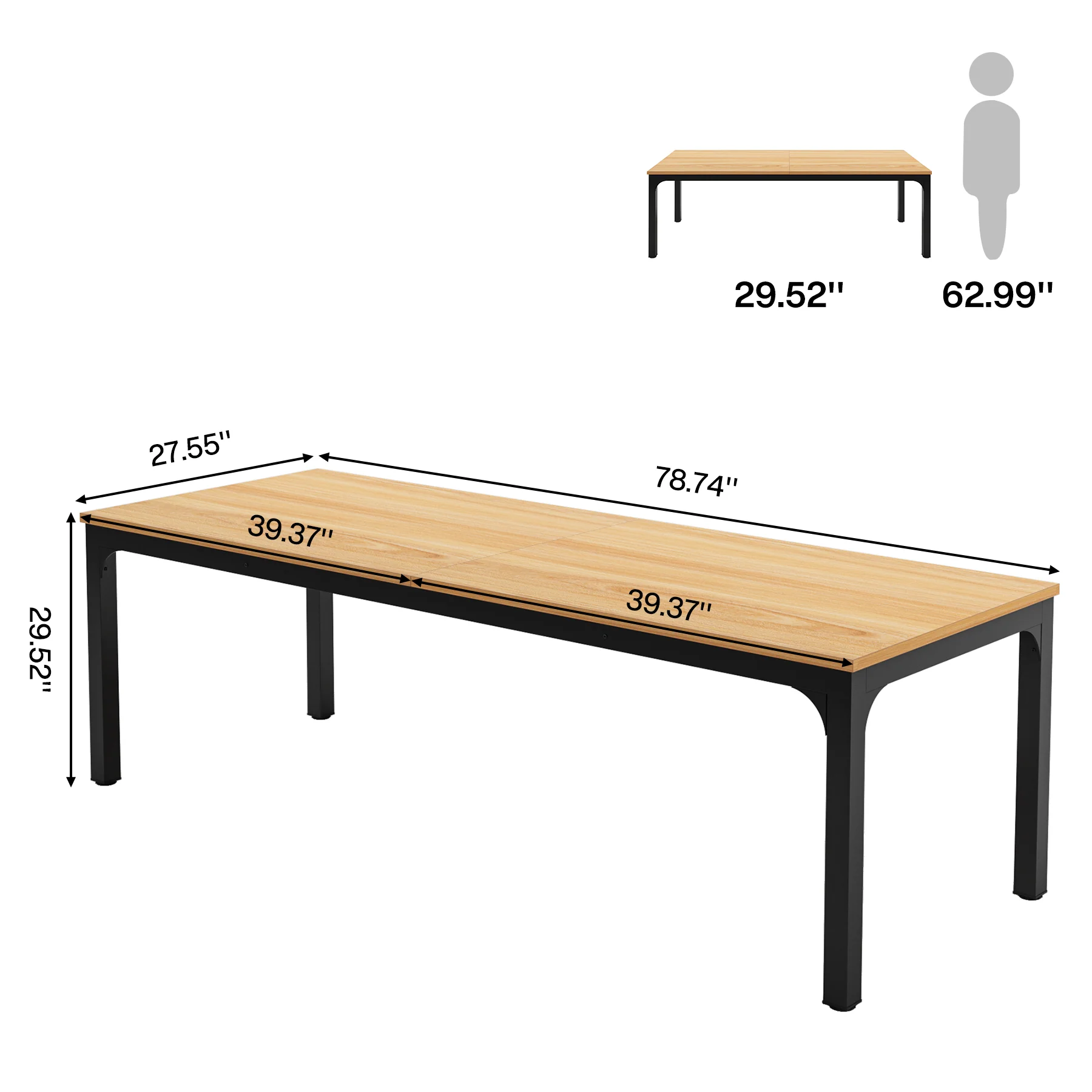 Rectangular Dining Table, 78 inch Long Kitchen Table for 6-8 People - Image 40