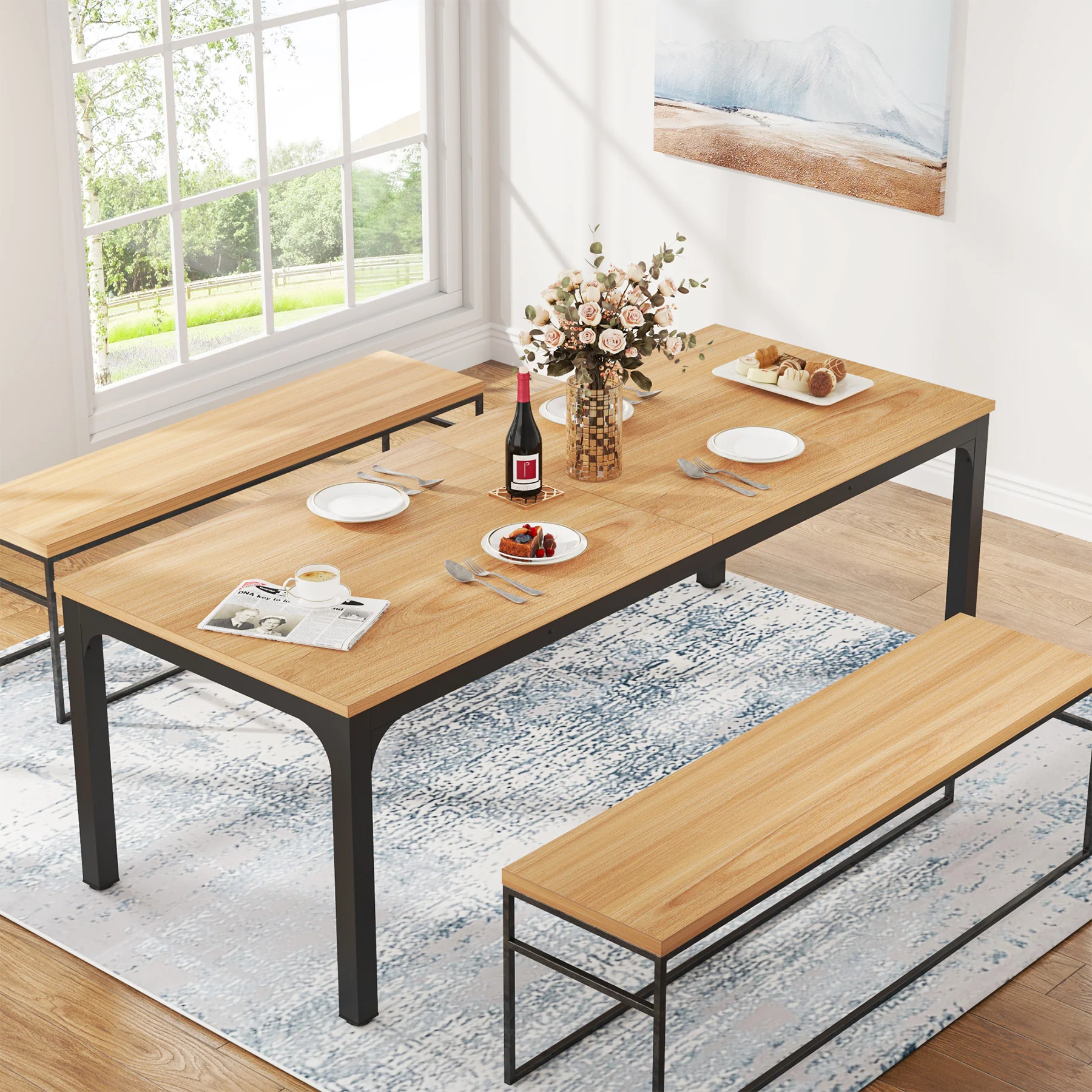 Rectangular Dining Table, 78 inch Long Kitchen Table for 6-8 People - Image 42