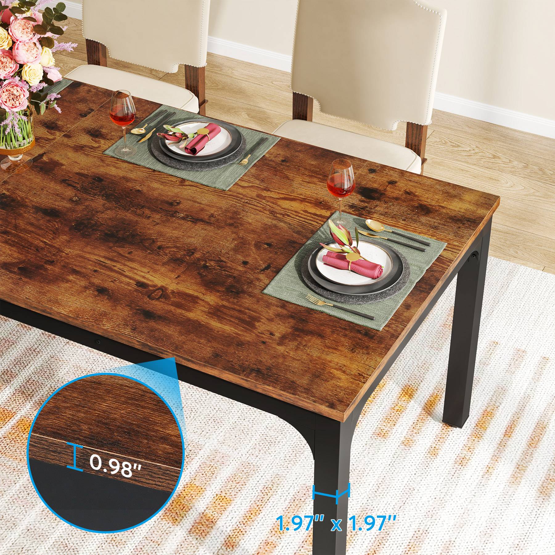 Rectangular Dining Table, 78 inch Long Kitchen Table for 6-8 People - Image 6