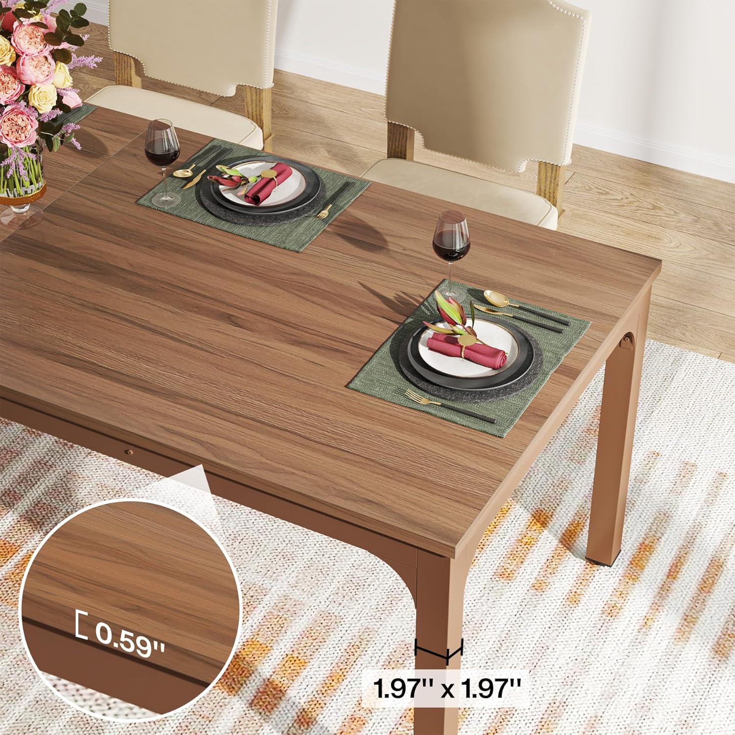 Rectangular Dining Table, 78 inch Long Kitchen Table for 6-8 People - Image 9