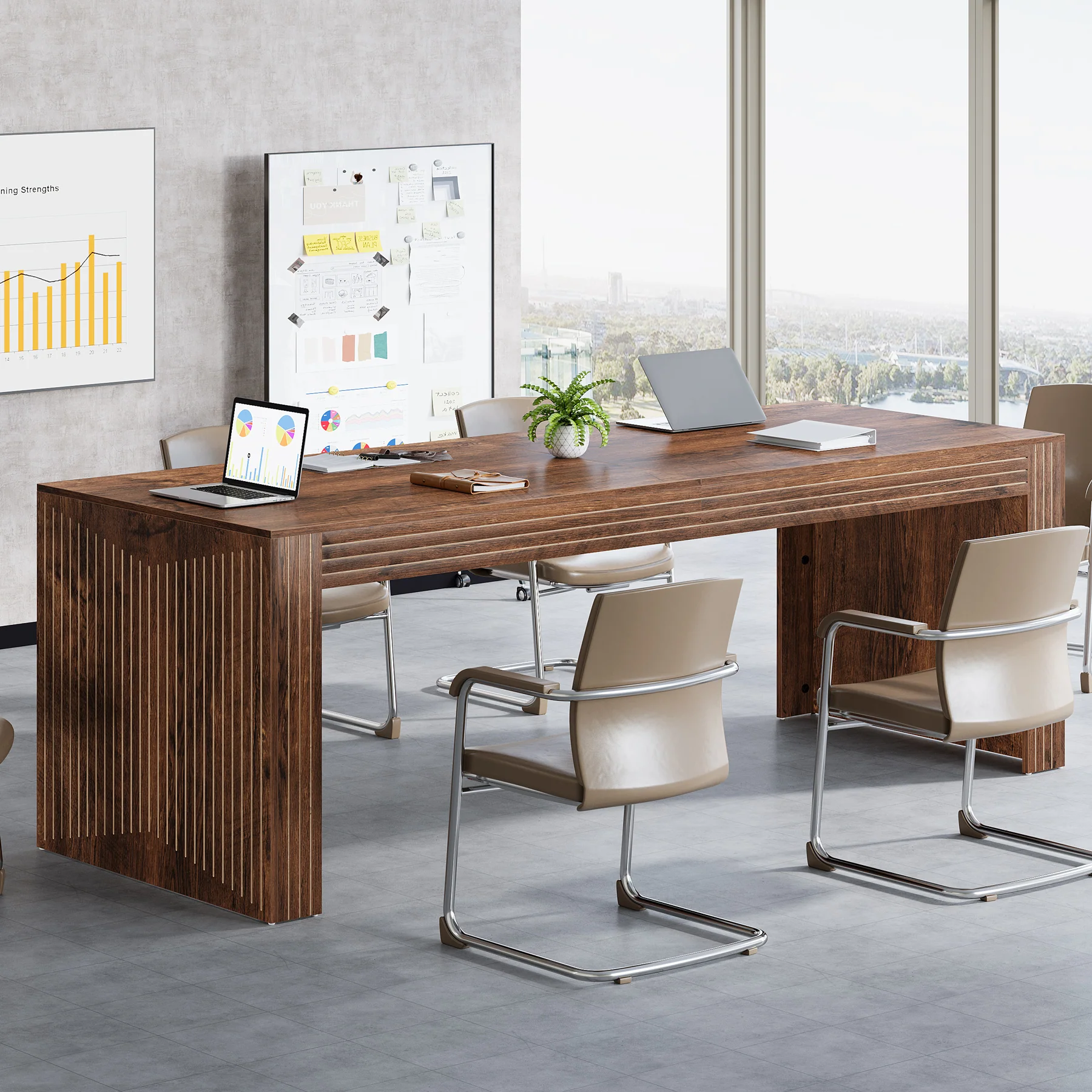 78" Large Conference Table, Modern Boardroom Desk for Office Meeting - Image 10