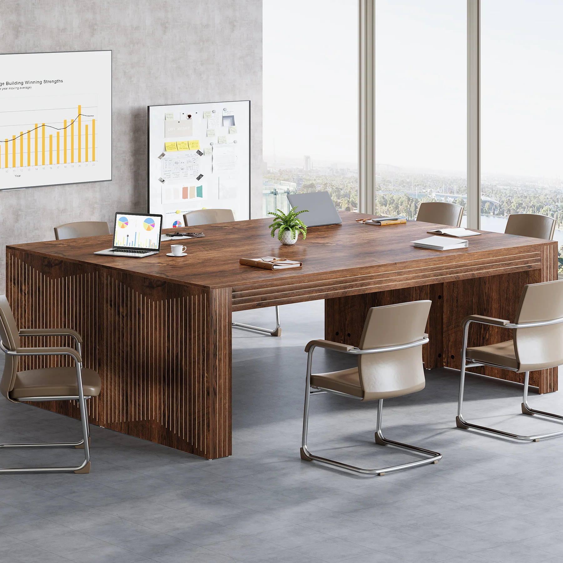78" Large Conference Table, Modern Boardroom Desk for Office Meeting - Image 12