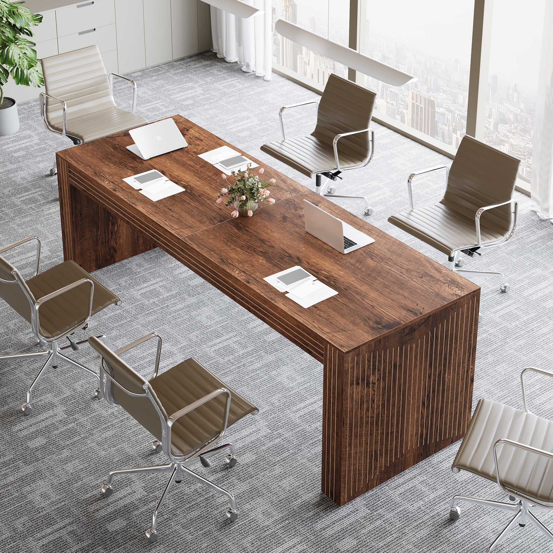 78" Large Conference Table, Modern Boardroom Desk for Office Meeting - Image 14