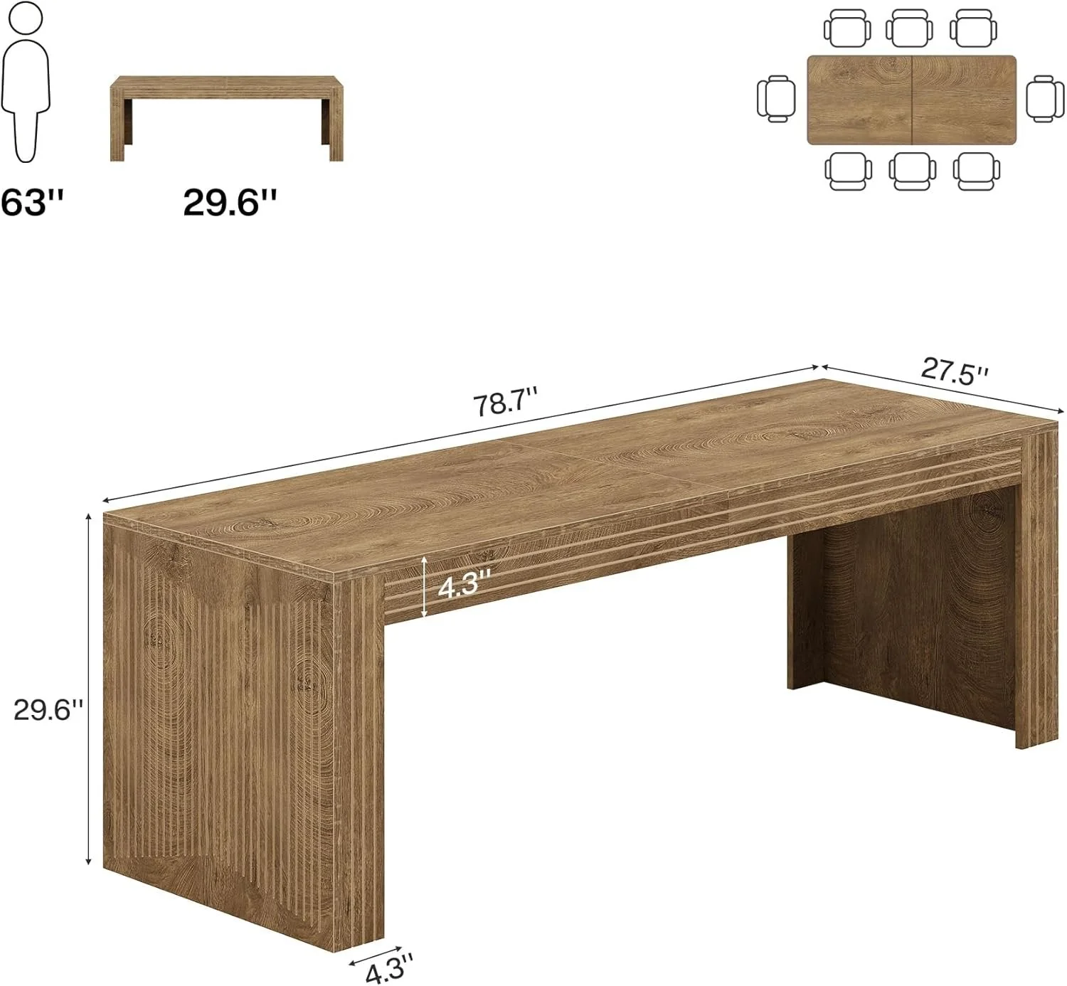 78" Large Conference Table, Modern Boardroom Desk for Office Meeting - Image 2