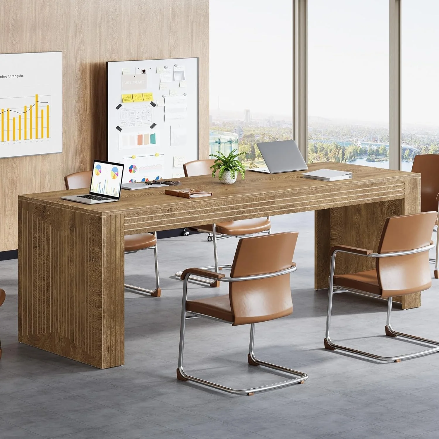 78" Large Conference Table, Modern Boardroom Desk for Office Meeting - Image 3