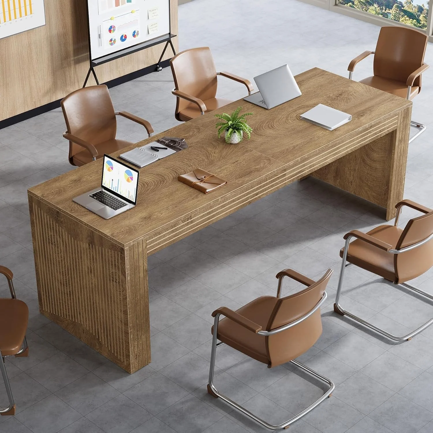 78" Large Conference Table, Modern Boardroom Desk for Office Meeting - Image 5