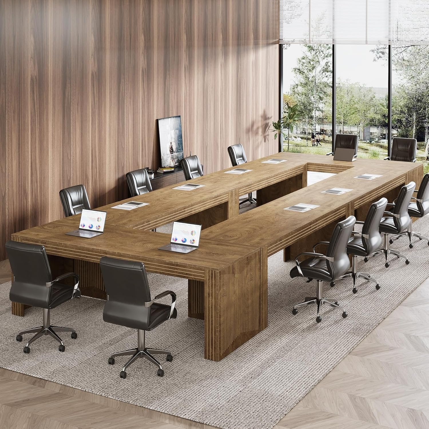 78" Large Conference Table, Modern Boardroom Desk for Office Meeting - Image 6