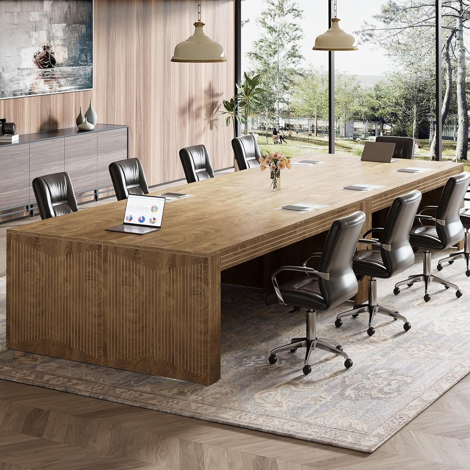 78" Large Conference Table, Modern Boardroom Desk for Office Meeting - Image 8