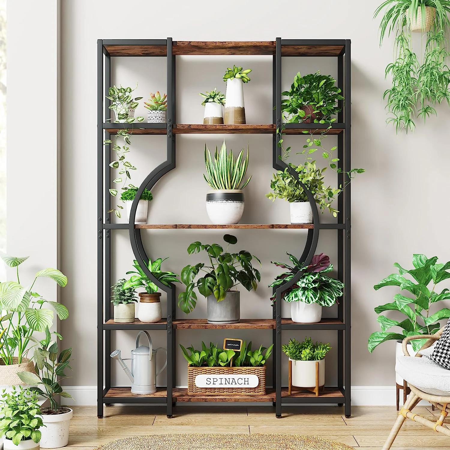 Industrial 5-Tier Bookshelf for Home Office, Modern Bookcase Shelving Unit - Image 4