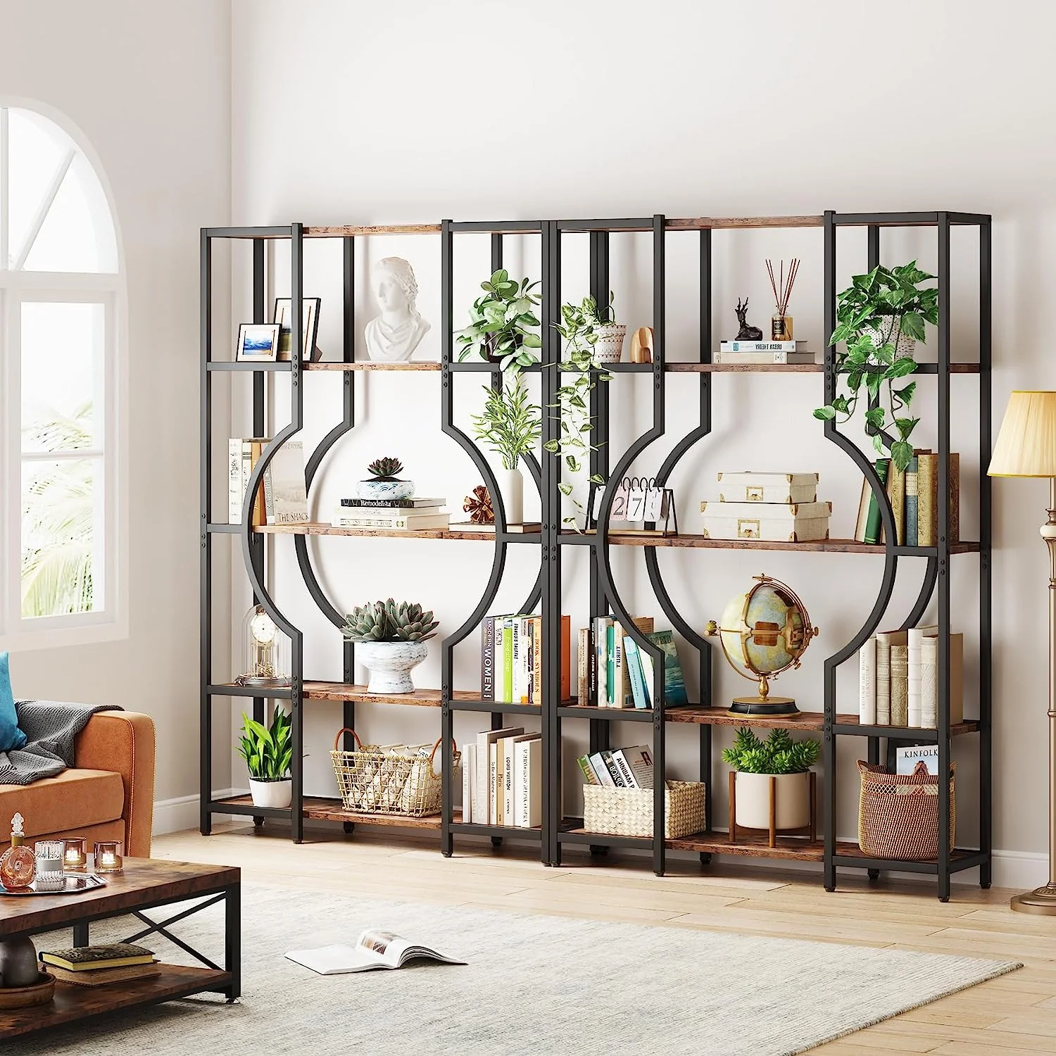 Industrial 5-Tier Bookshelf for Home Office, Modern Bookcase Shelving Unit - Image 6