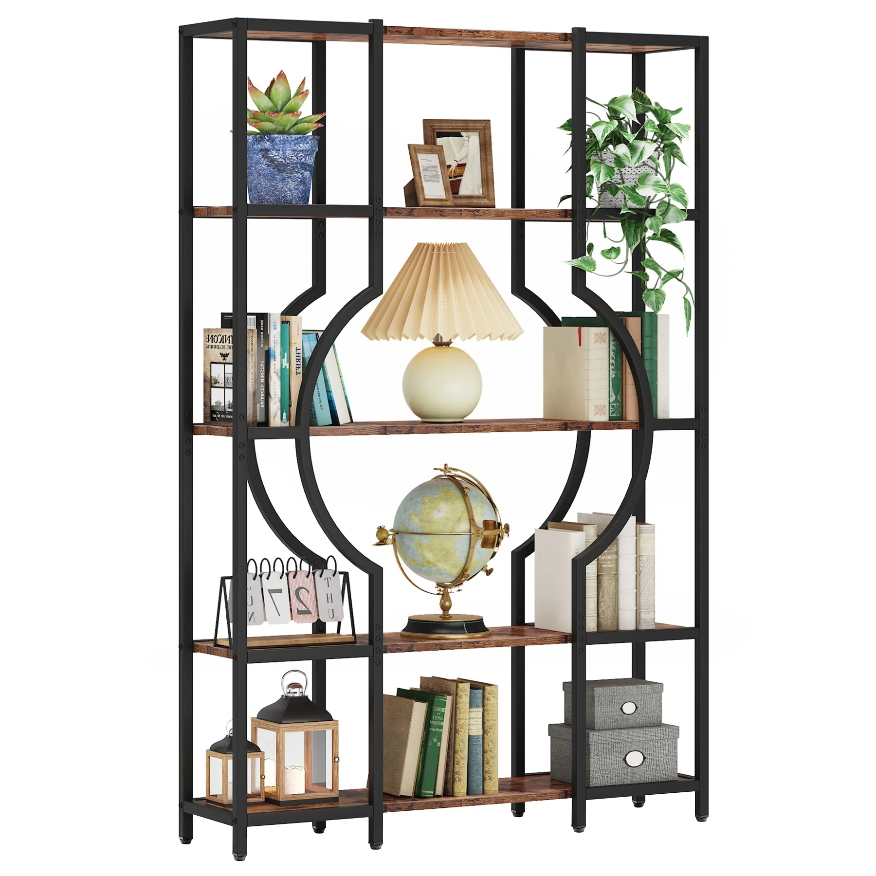 Industrial 5-Tier Bookshelf for Home Office, Modern Bookcase Shelving Unit - Image 9